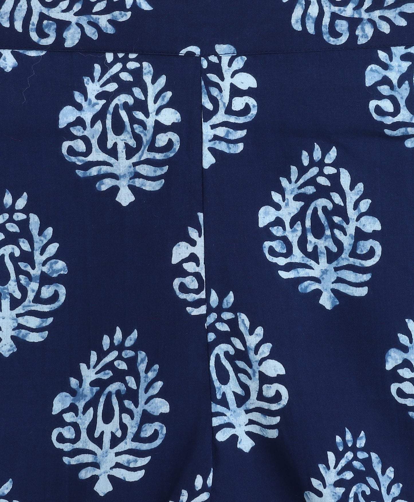 Cotton Woven Sleeveless Floral Printed Top and Pant Set- Navy Blue
