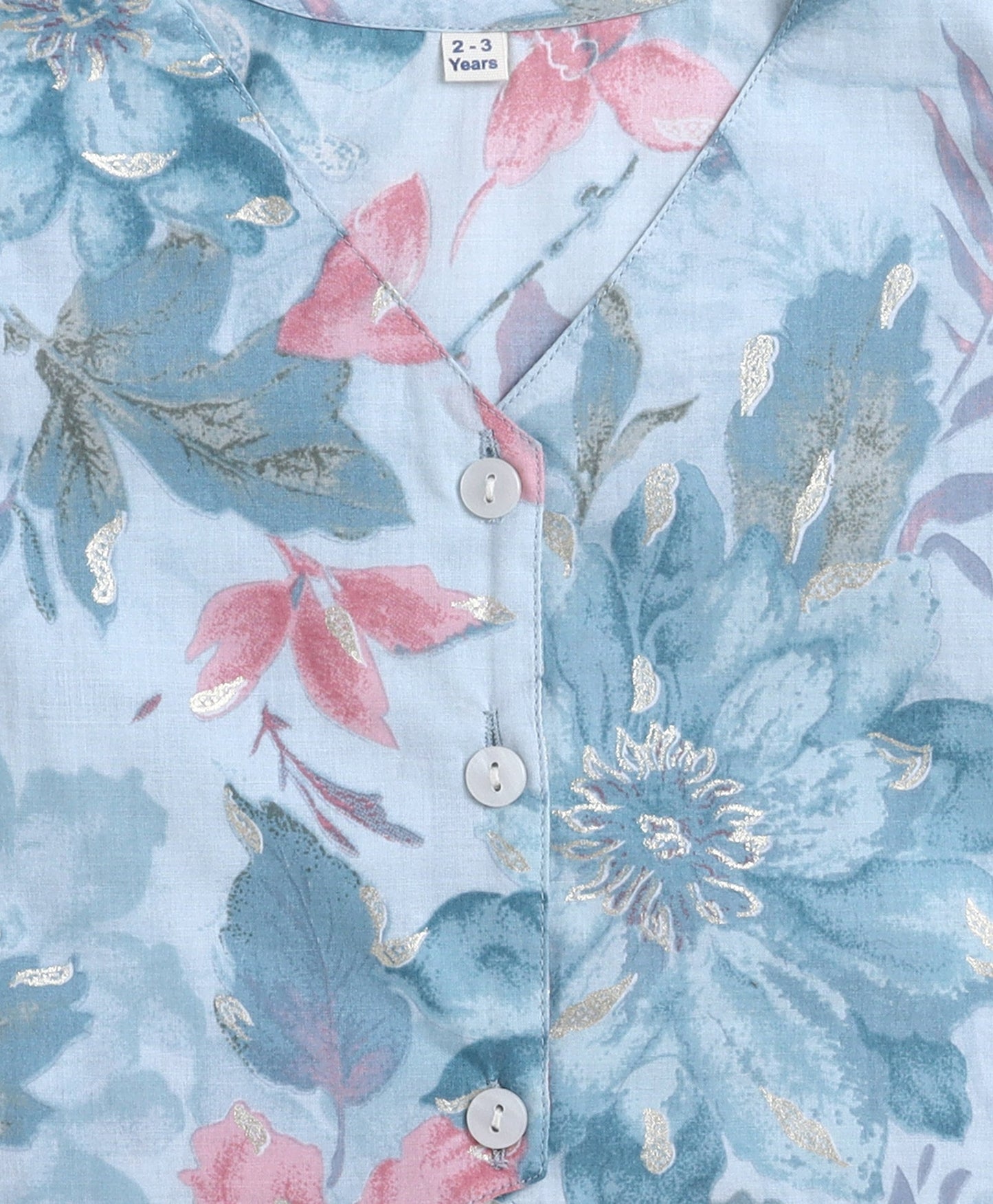 The Magic Wand Cotton Woven Sleeveless Floral Printed Top and Patch Pocket Pant Set- Blue