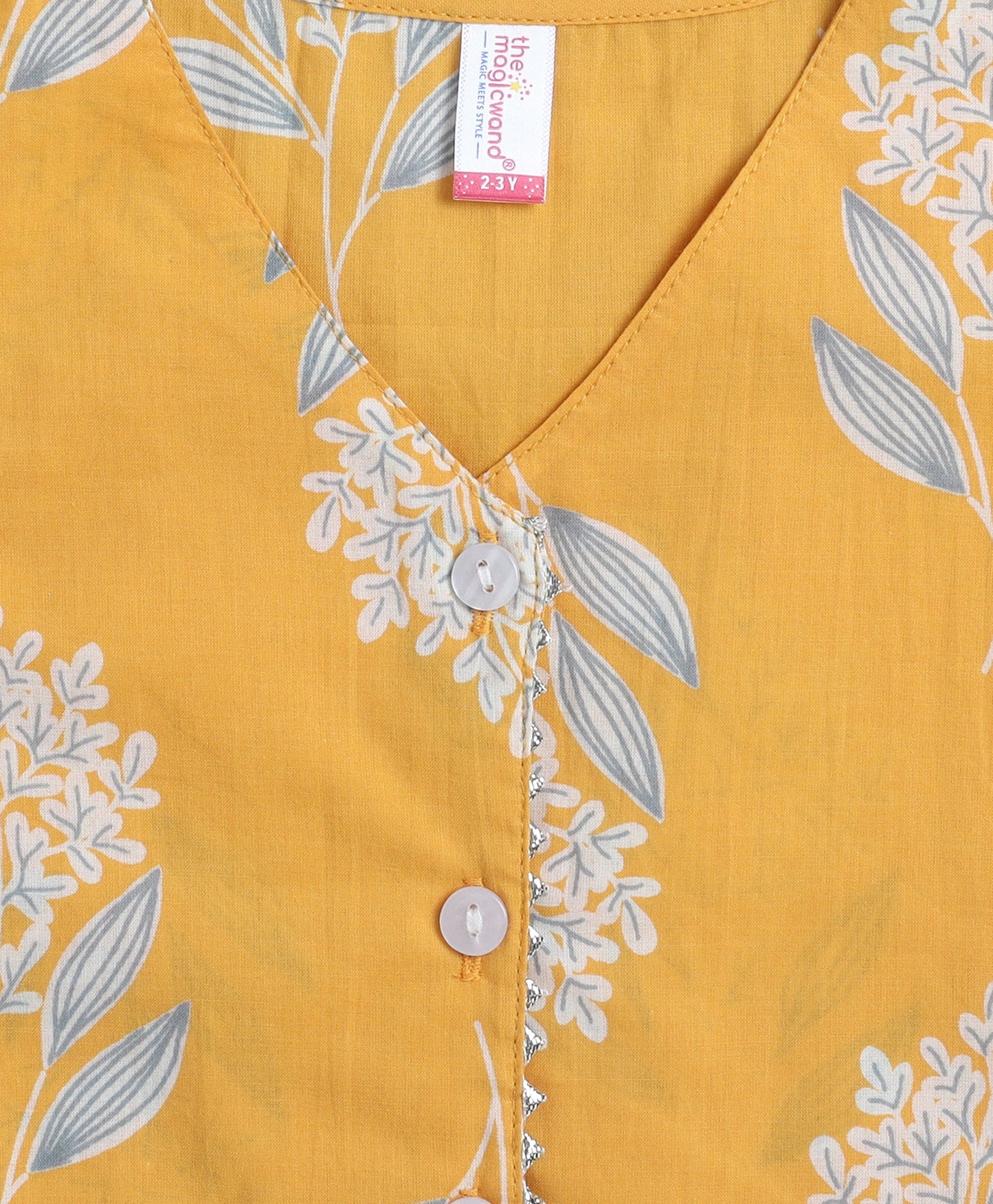 Cotton Woven Sleeveless Floral Printed Waist Coat Top- Mustard