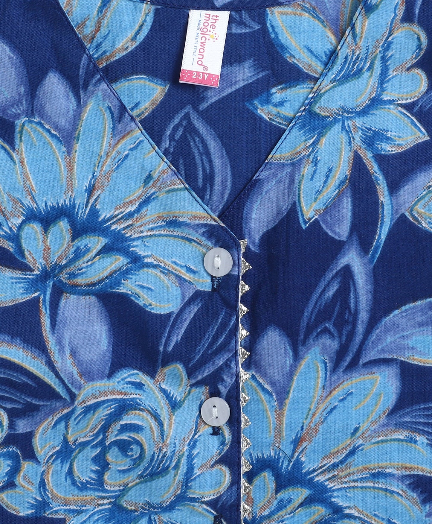 Cotton Woven Sleeveless Floral Printed Waist Coat Top-Blue