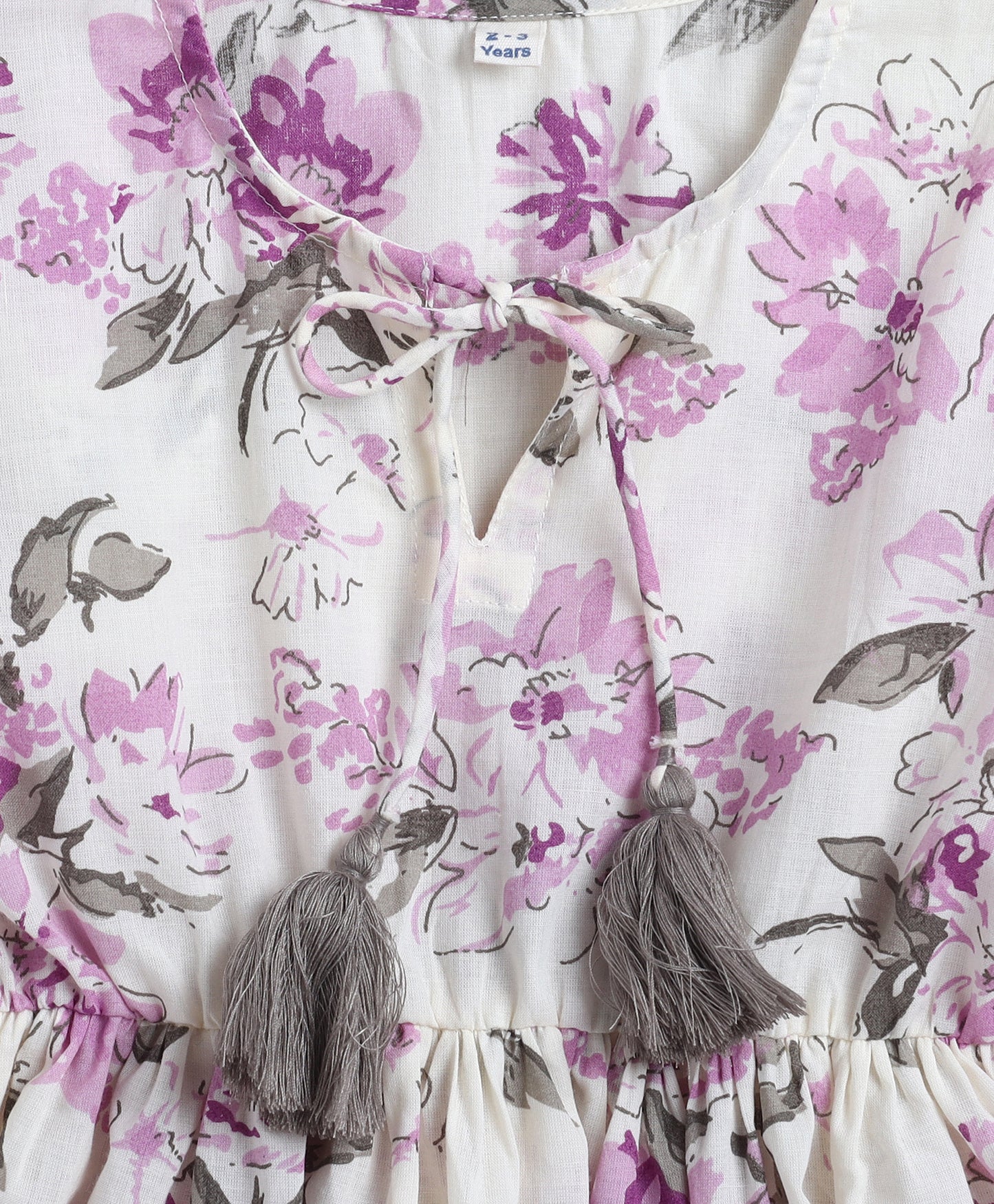 The Magic Wand Cotton Woven Three Fourth Sleeves Floral Printed Top - White