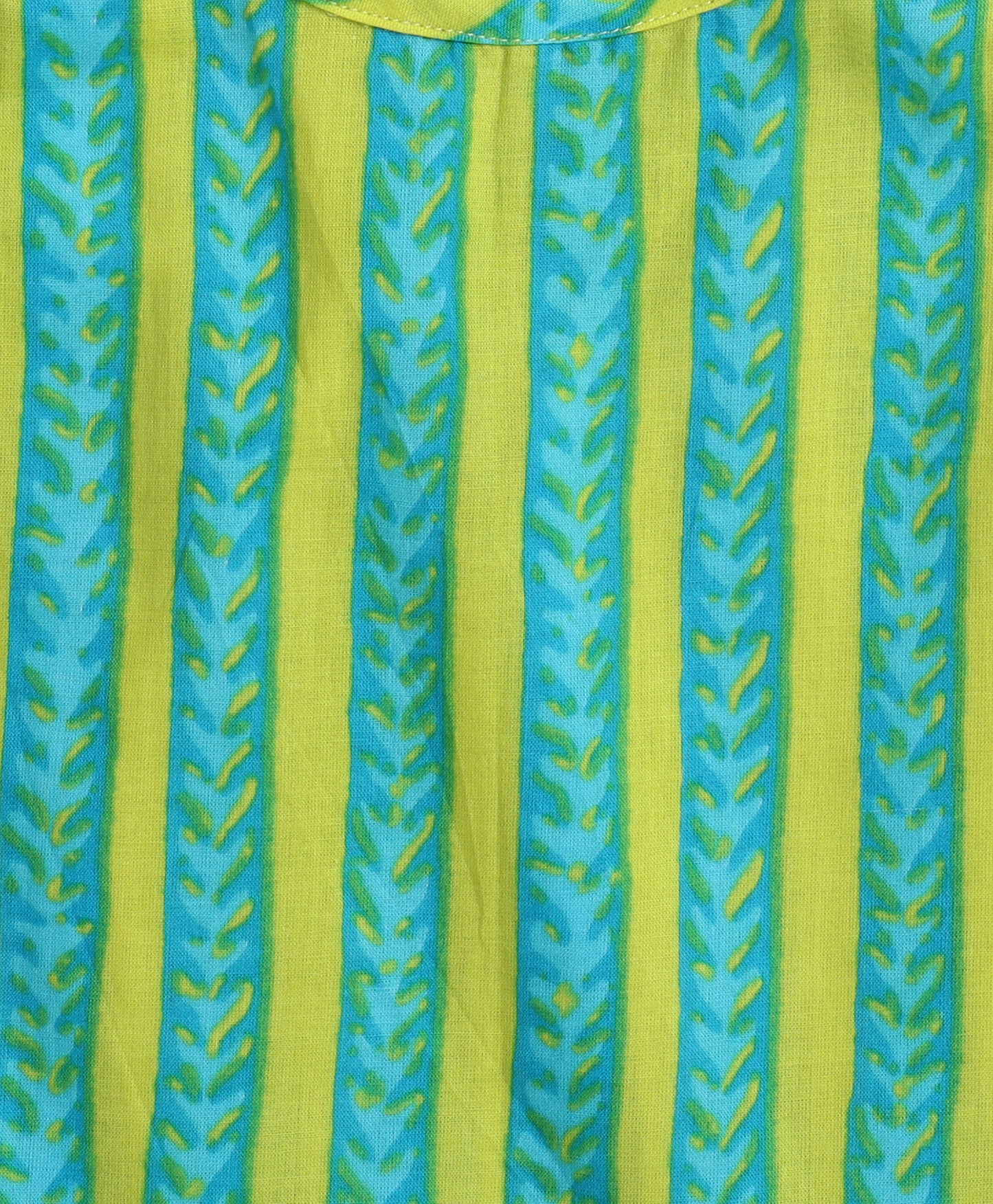 The Magic Wand Cotton Woven Incut Stripe Printed Top Green