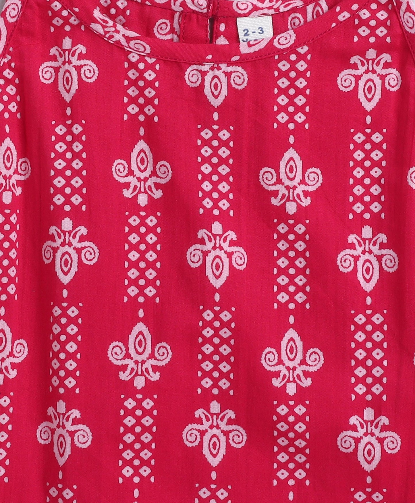 Cotton Woven Incut AII Over Printed Top - Fuchsia