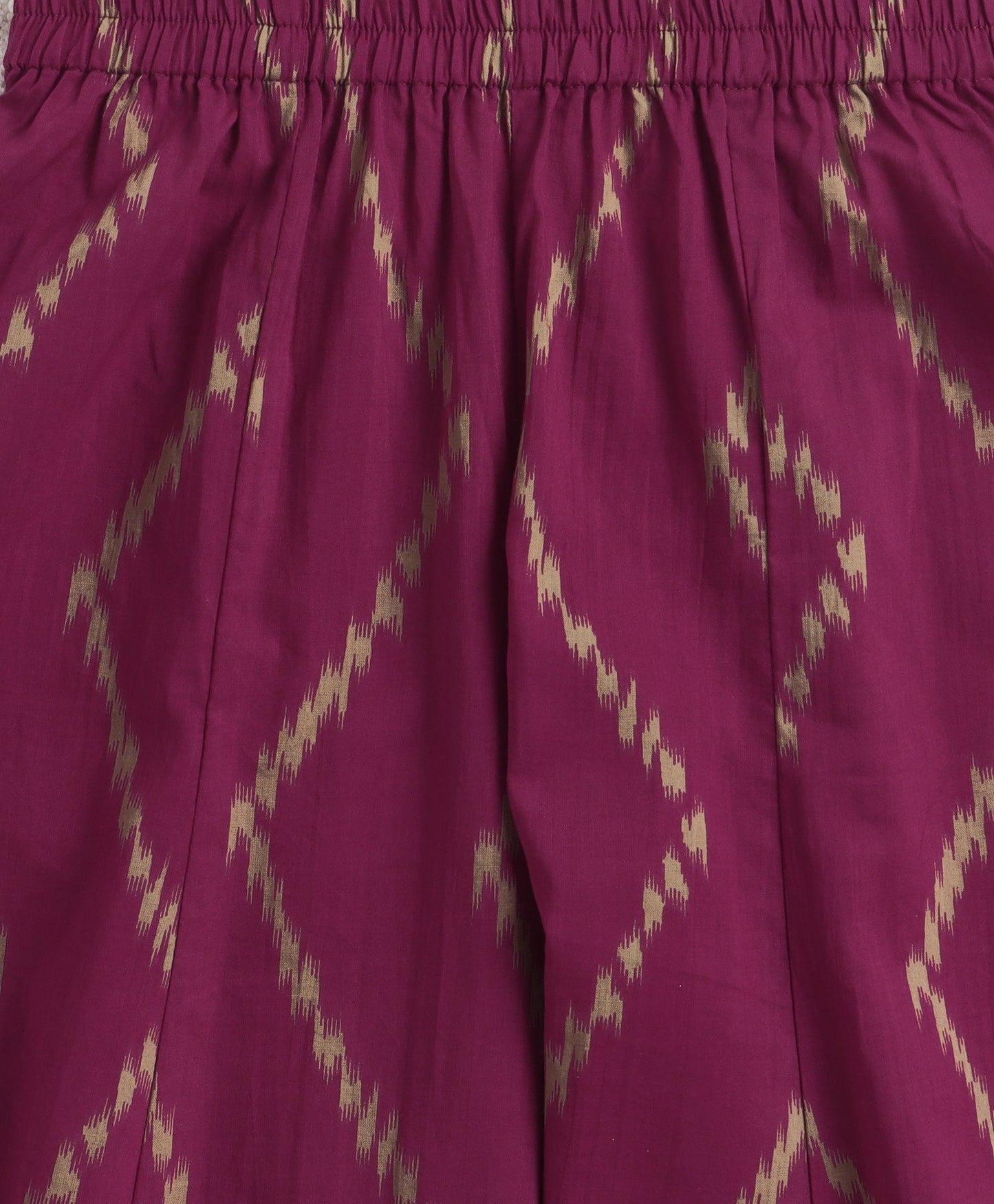 The Magic Wand Cotton Woven Sleeveless Ikat Printed Top And Palazzo Set - Purple