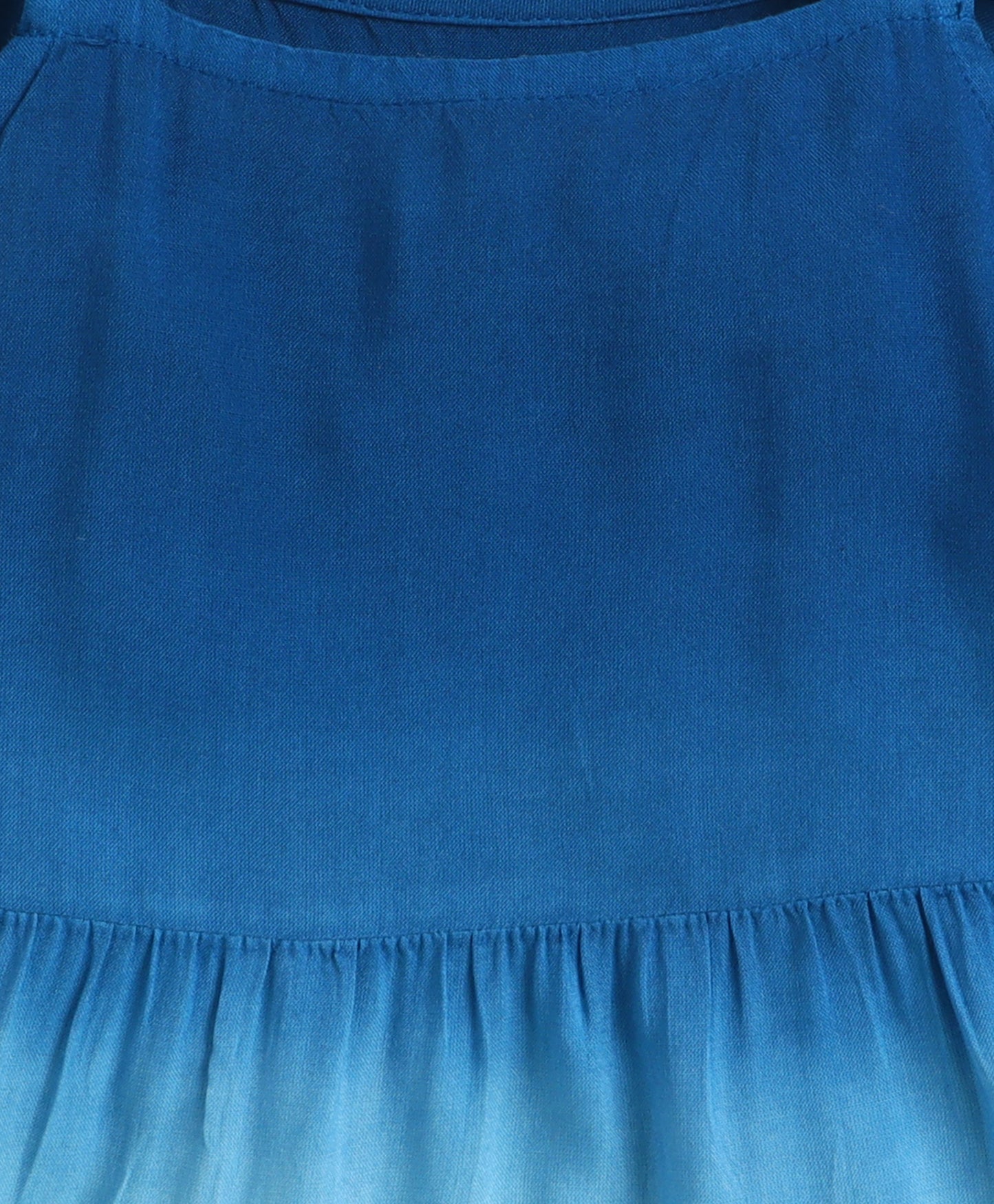 The Magic Wand Rayon Ruffle Sleeves Tie & Dye Tiered Dress - Teal Blue
