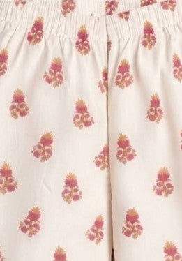 The Magic Wand Woven Strappy Floral Printed Double Layer Frill Top And Palazzo Set - Fuchsia