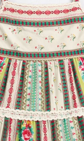 The Magic Wand Cotton Woven Strappy Floral Ric Rac Tiered Dress - Multi Color