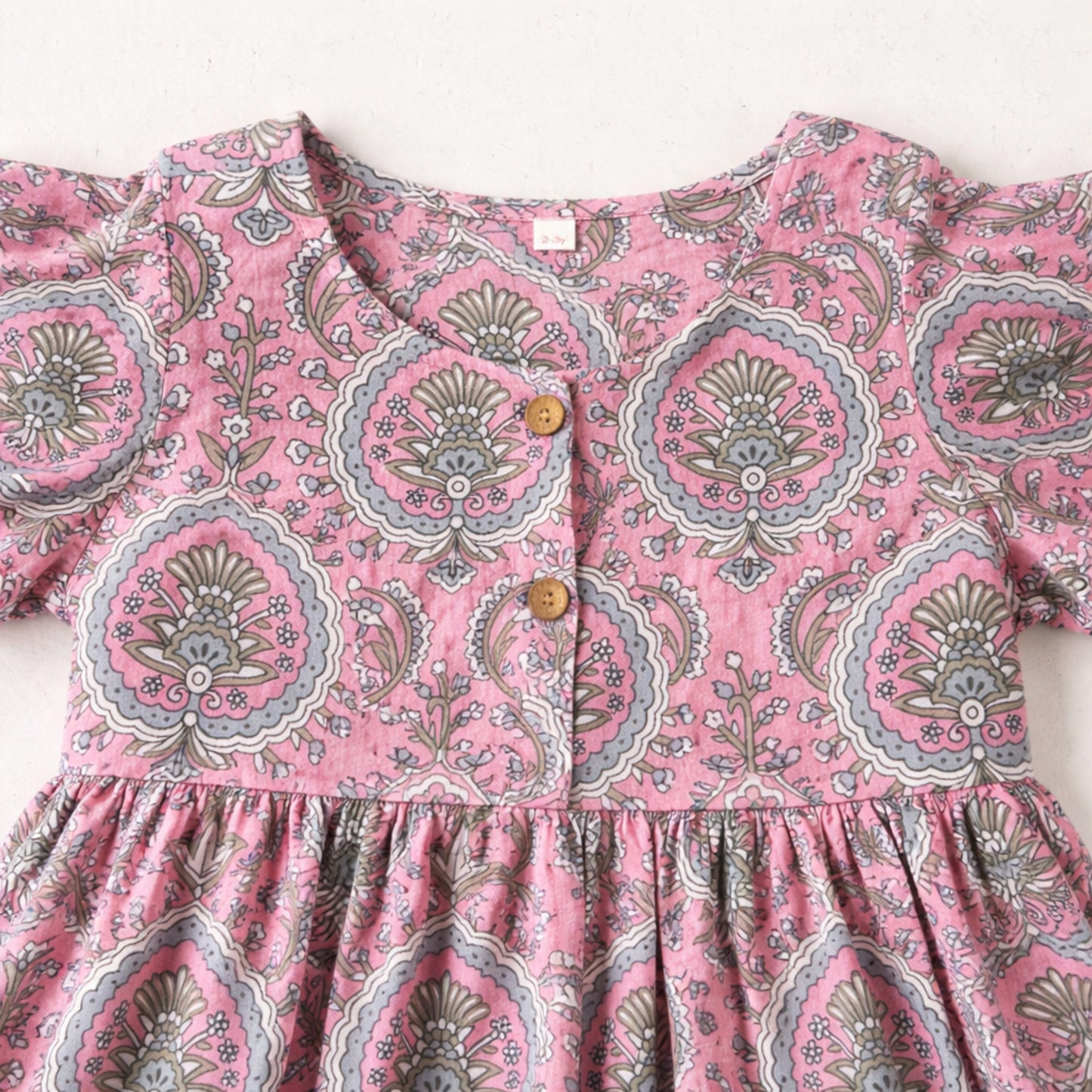 The Magic Wand Cotton Woven Three Fourth Sleeves Ric Rac Laced Printed Top And Pant Set - Pink