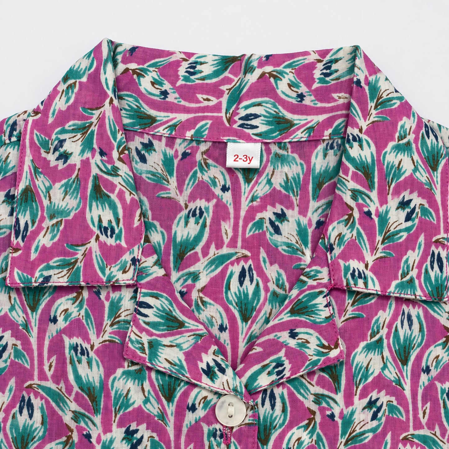 the magic wand cambric cotton woven half sleeves floral printed shirt and pant set -pink