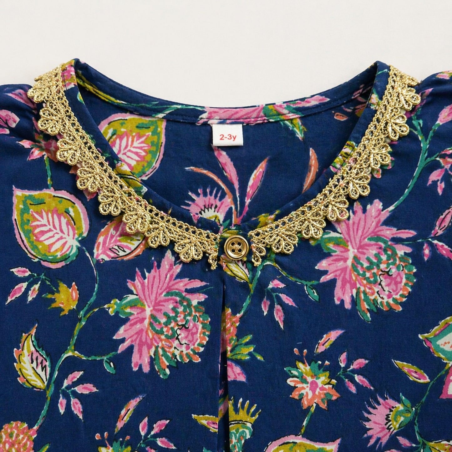 The Magic Wand Cambric Cotton Woven Three Fourth Sleeves Floral Printed Laced Shrug and Solid Flared Dress - Pink