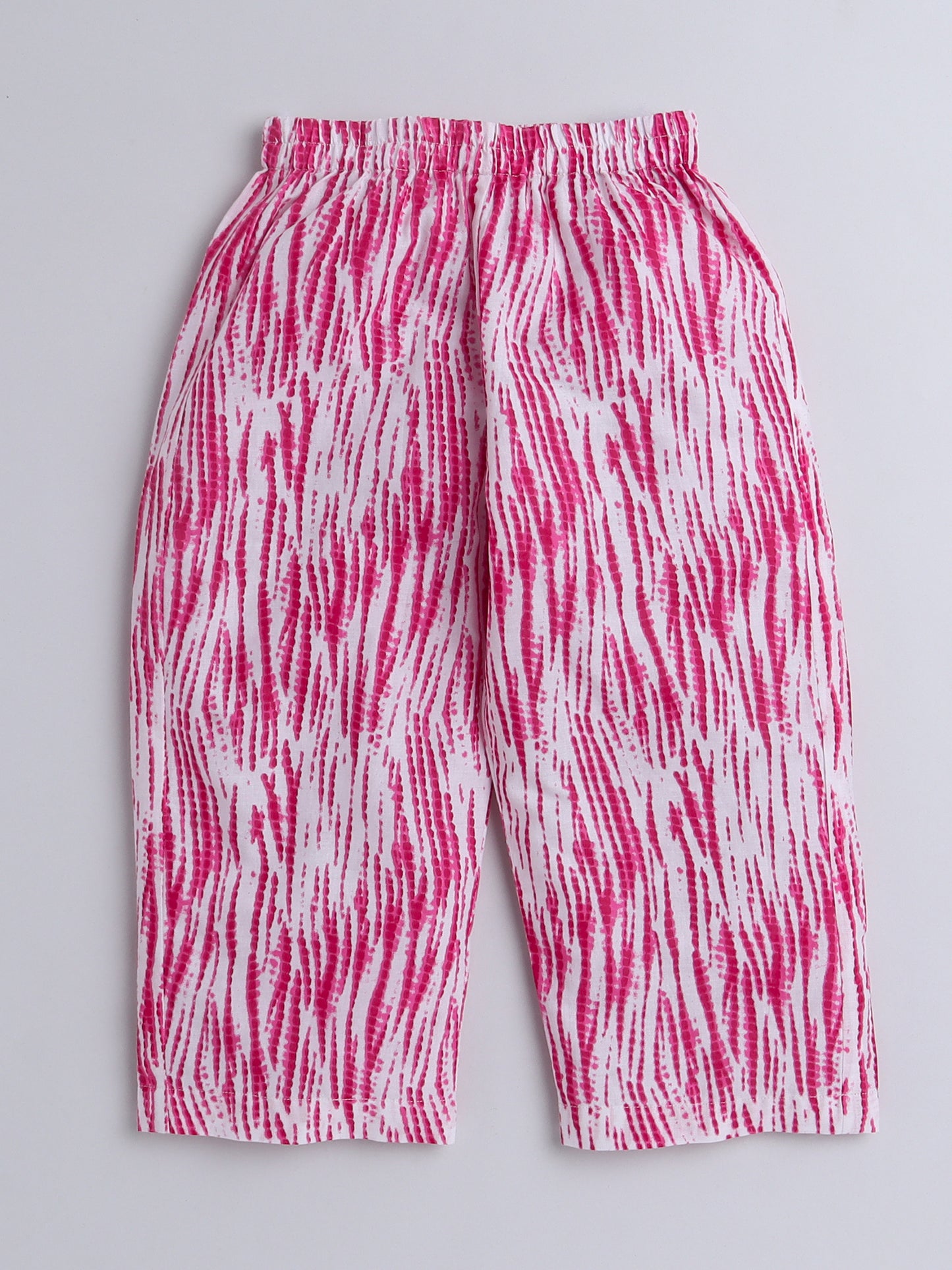 The Magic Wand Hand Block Printed Cotton Lace Embelished 3/4th Sleeves Top and Pant Night Wear Lounge Wear Set For Girls Pink