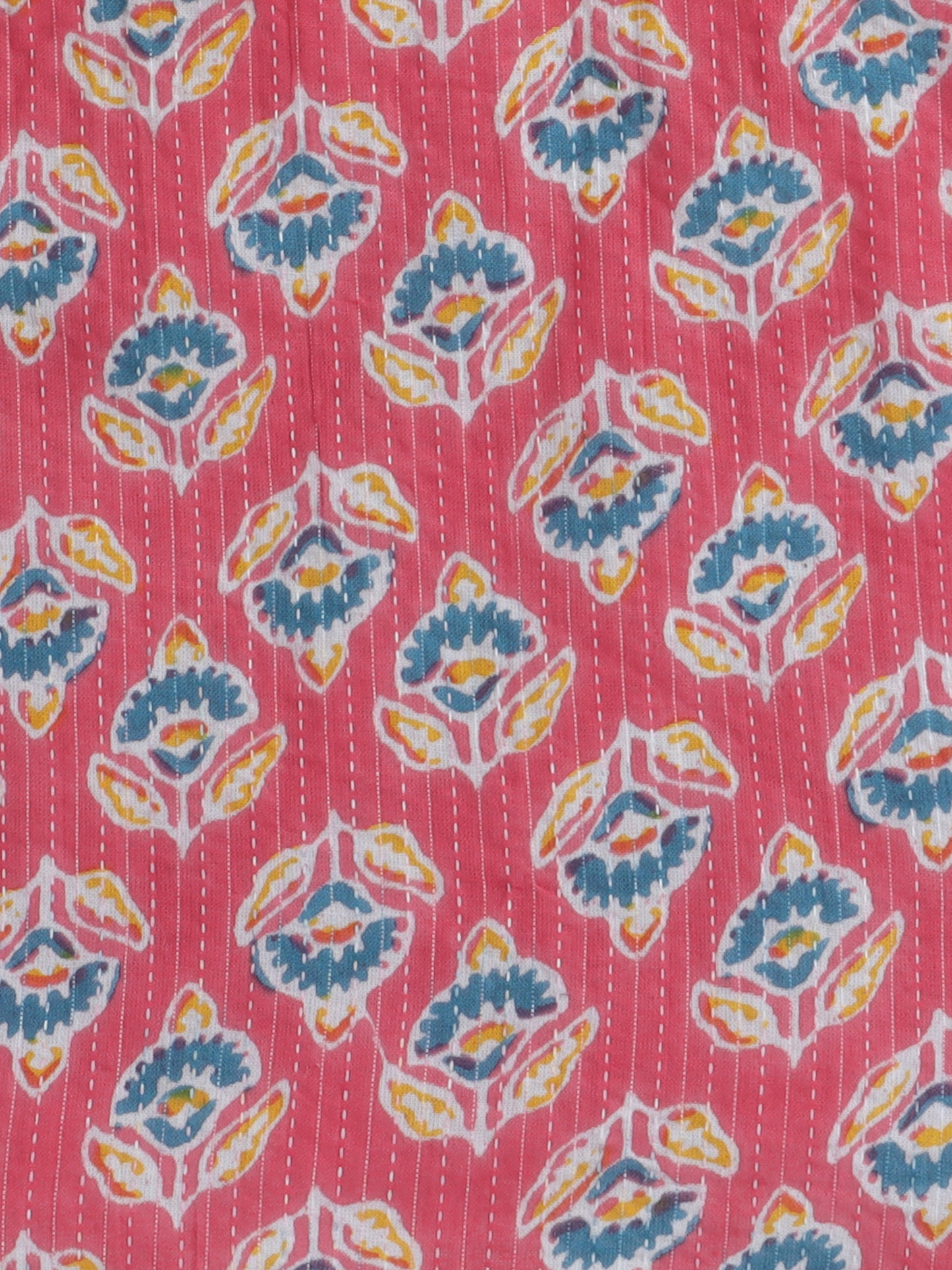 Hand Block Printed Sleeveless Top and Shorts Night Wear Lounge Wear Set For Girls Coral
