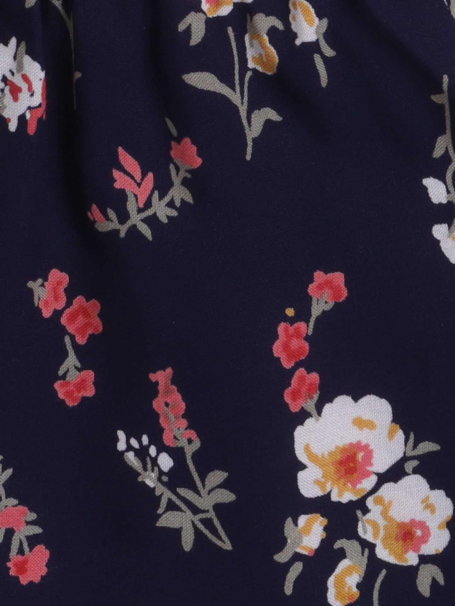 The Magic Wand Floral Printed Shoulder Straps Singlet Tie Up Knot Top And Shorts Set For Girls Navy Blue