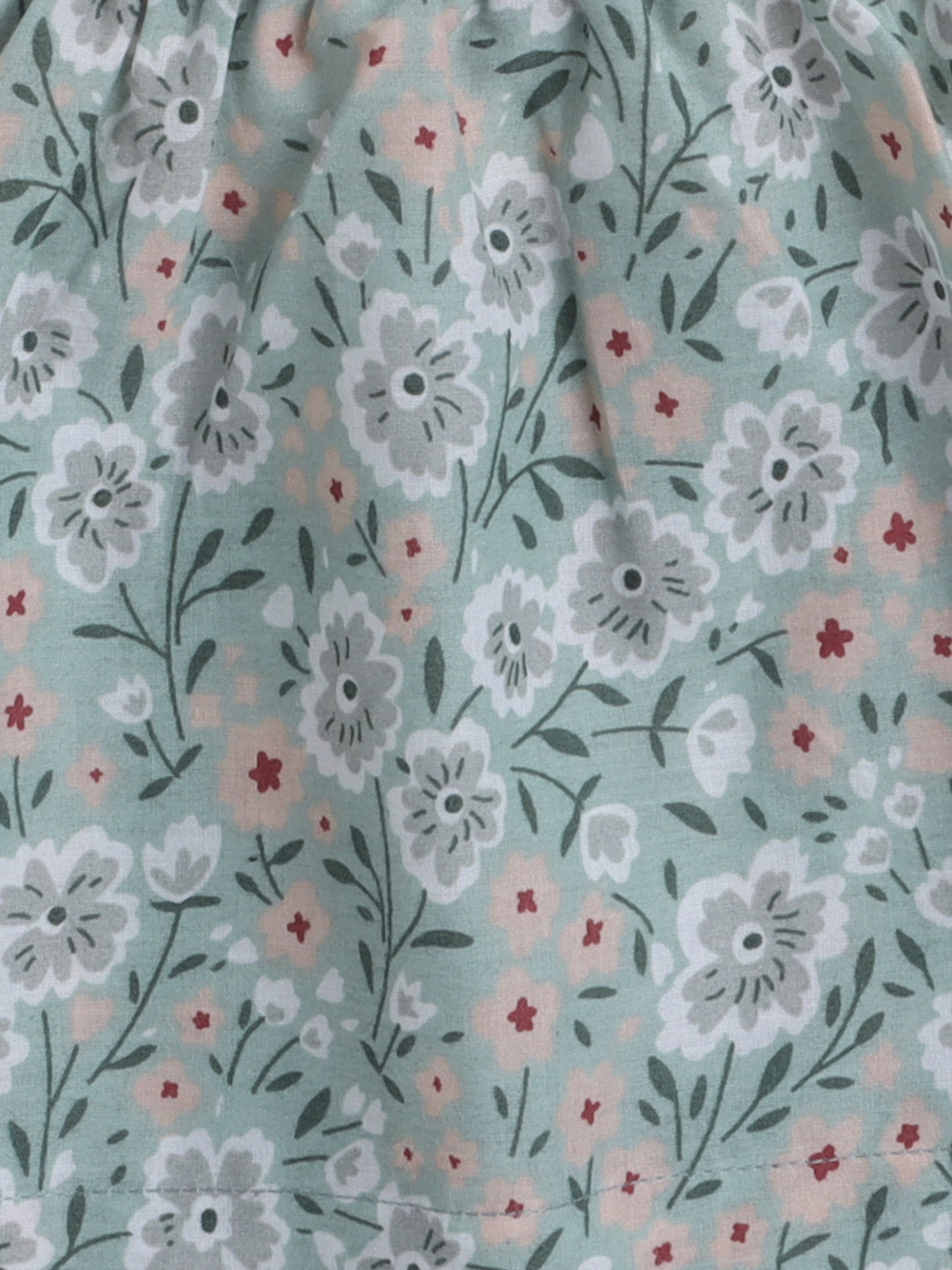 Floral Printed Singlet Tie Up Knot Top And Shorts Set- Green