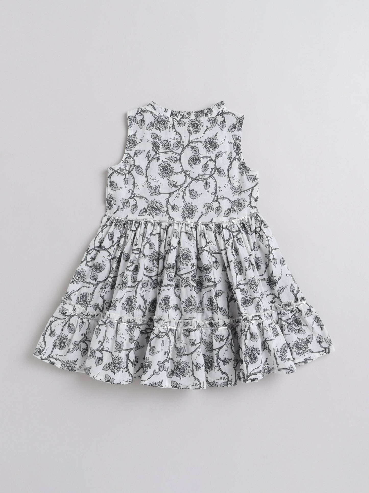 All Over Printed Sleeveless Gathered Top With Afghani Pants For Girls-Green