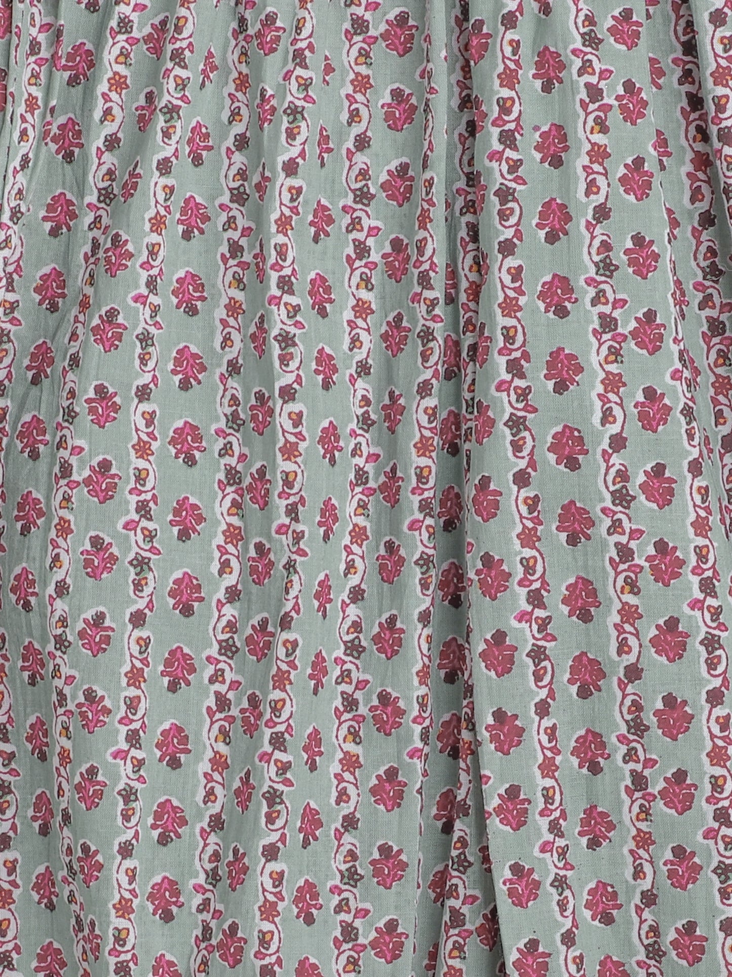 All Over Printed Sleeveless Gathered Top With Afhgani Pants For Girls-Mint