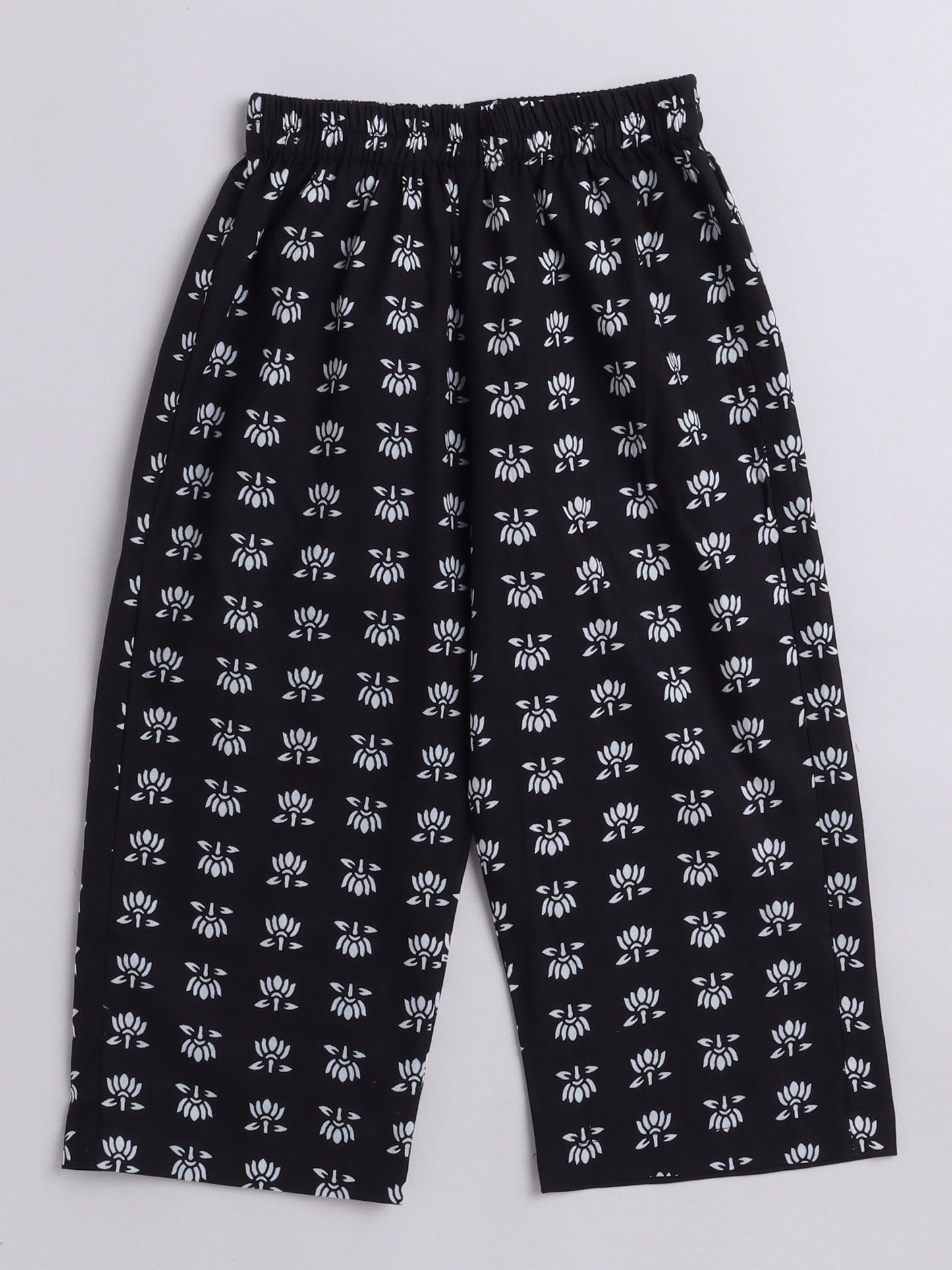 The Magic Wand 3/4th Sleeves Floral Printed Loungewear Set Black