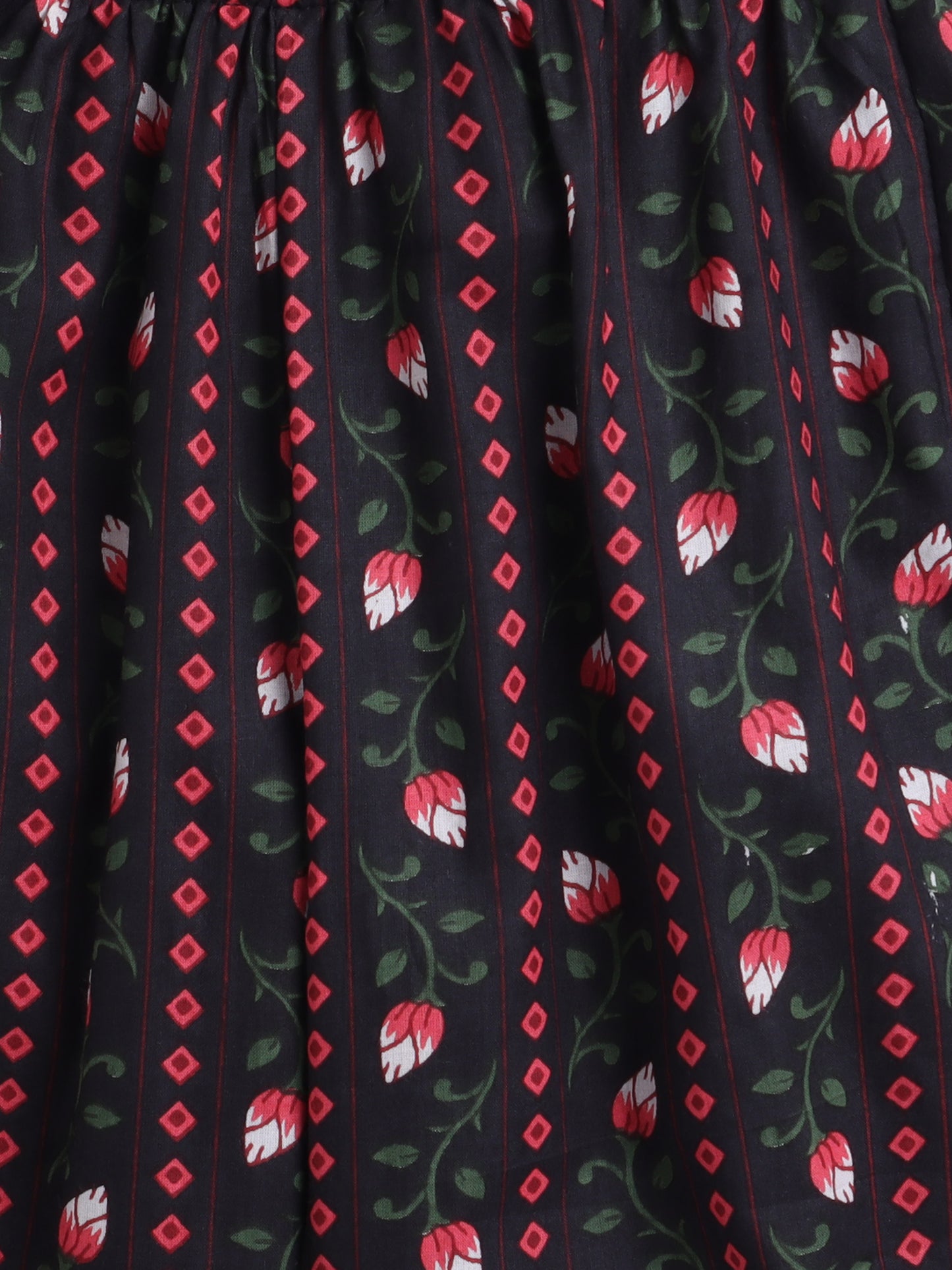 3/4th Sleeves Floral Printed Loungewear Set Black