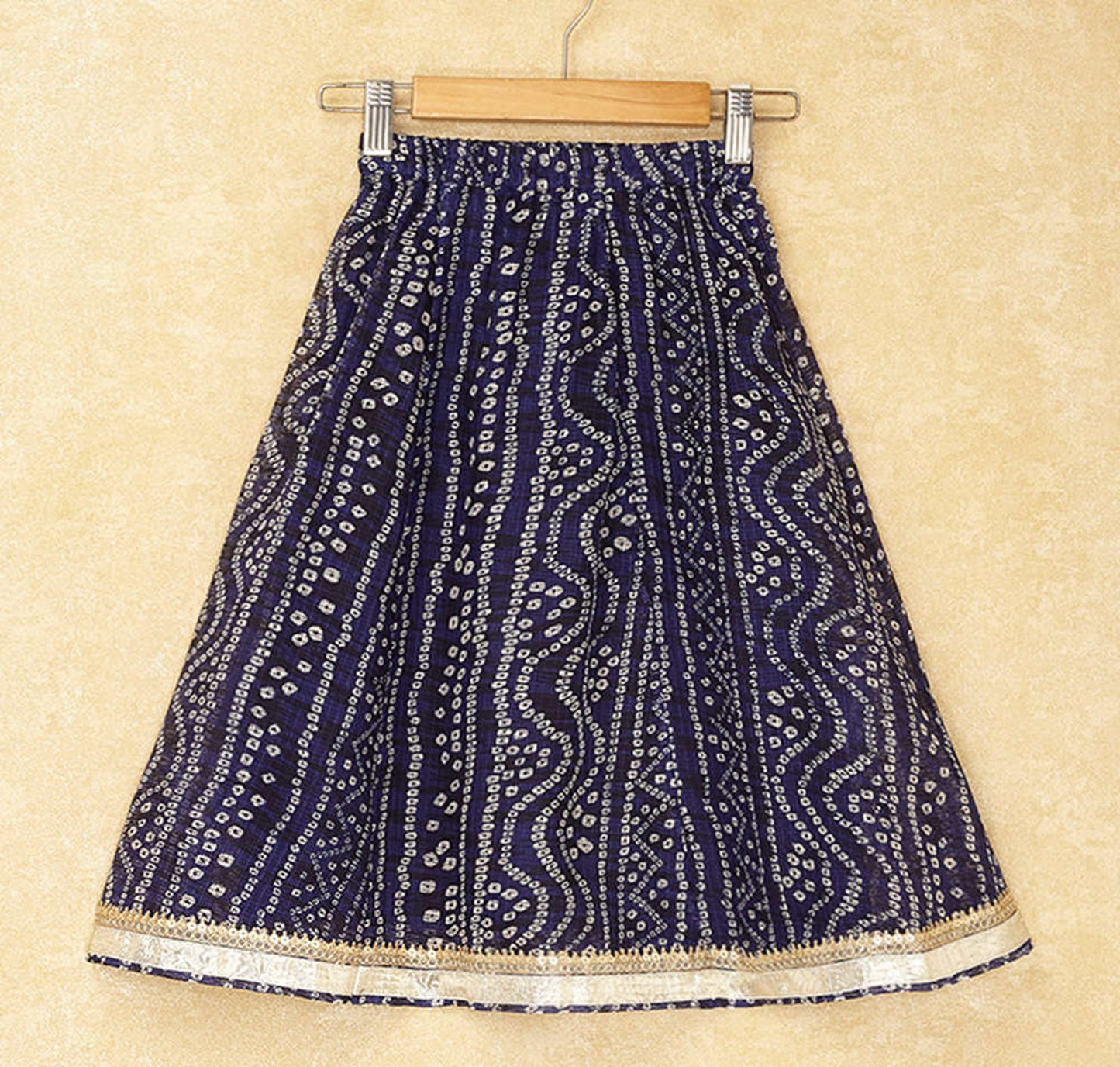 Festive Kota Doria Lace Embellished Cap Sleeves Choli with Lehenga and Dupatta Set-Blue