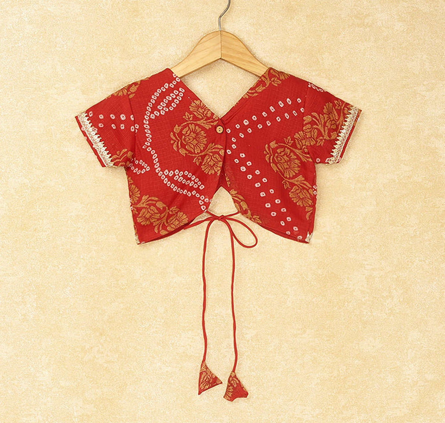 The Magic Wand Festive Kota Doria Lace Embellished Cap Sleeves Choli with Lehenga and Dupatta Set Red