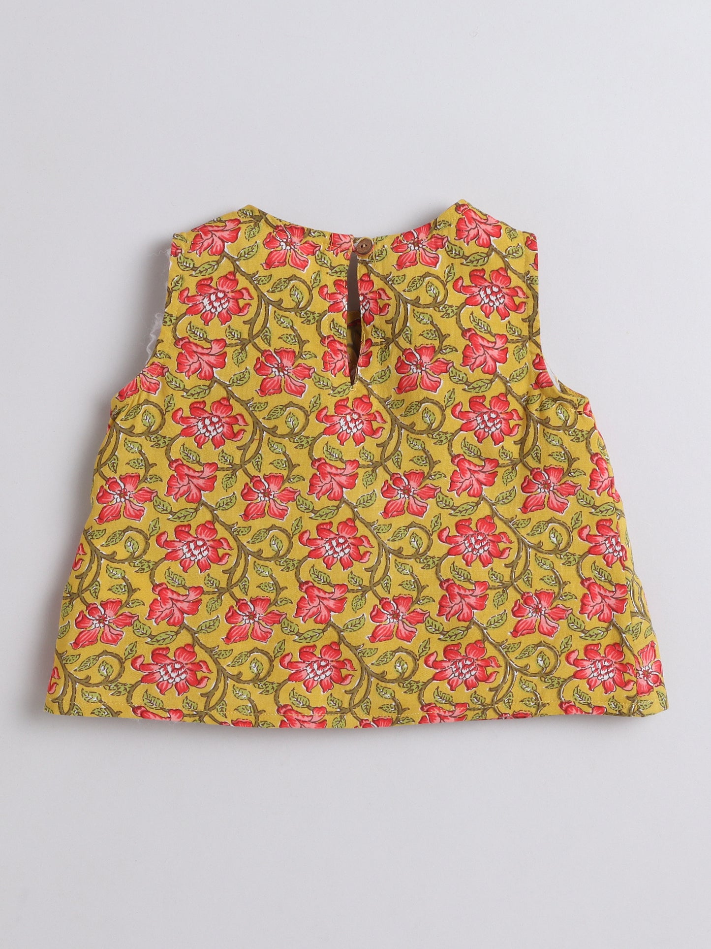Sleeveless Floral Top and Shorts Night Wear Lounge Wear Set Mustard