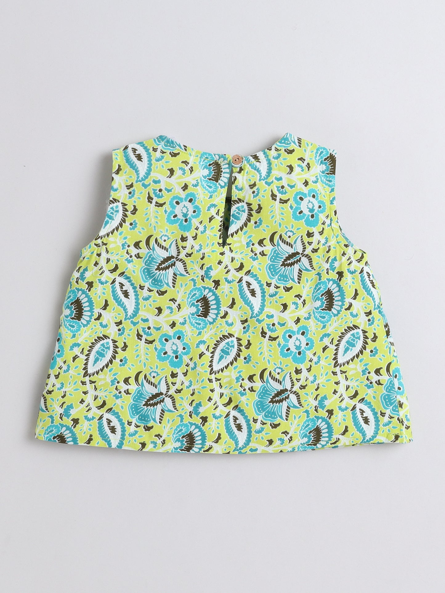 Sleeveless Floral Top and Shorts Night Wear Lounge Wear Set Green
