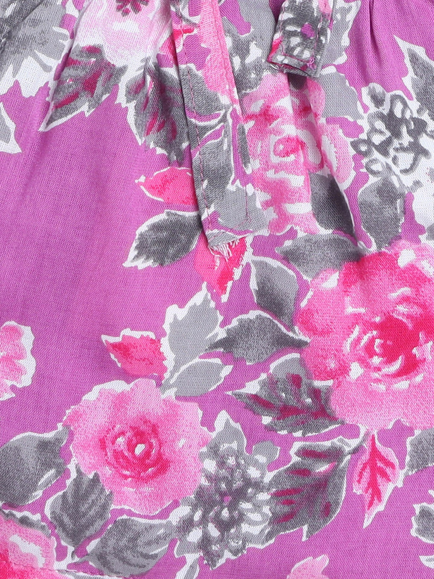Floral Printed Shoulder Straps Singlet Tie Up Knot Top And Shorts Set-Purple