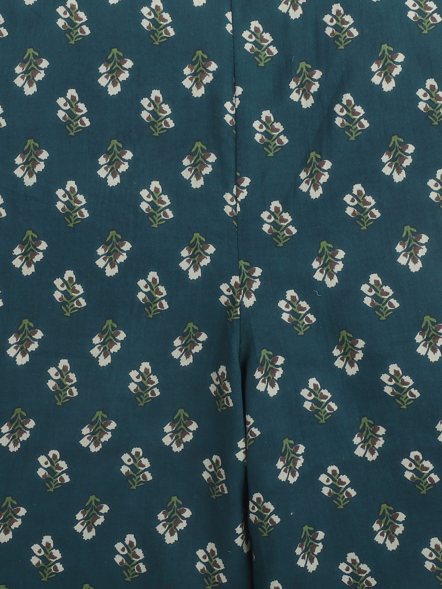 Sustainable Cotton Round Neck Floral Print Frill Sleeves Co ord Sets With Adjustable Dori Around the Waist Teal