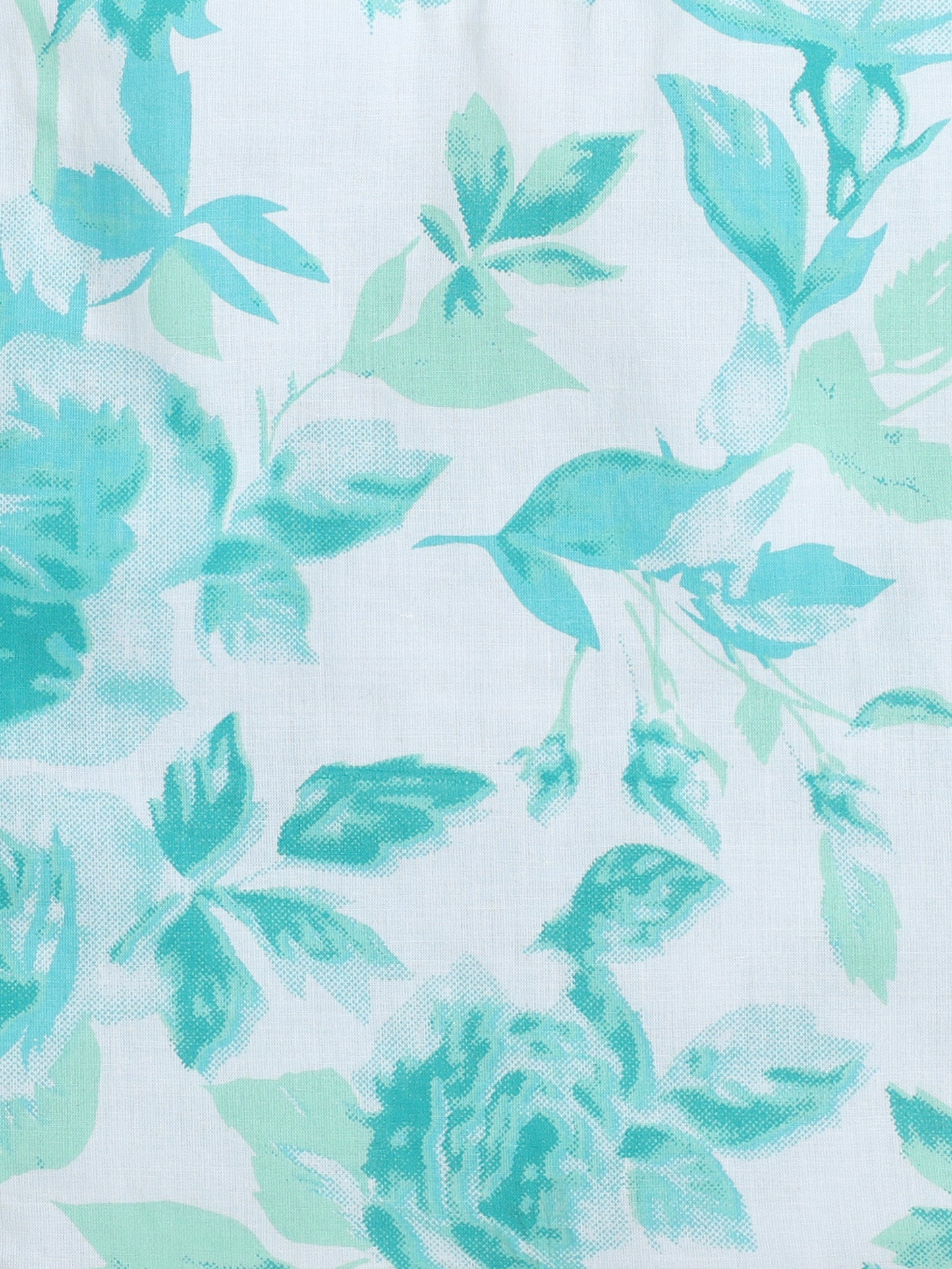 Cotton Leaves Printed Sleeveless Top and Shorts Night Wear Lounge Wear Set Aqua