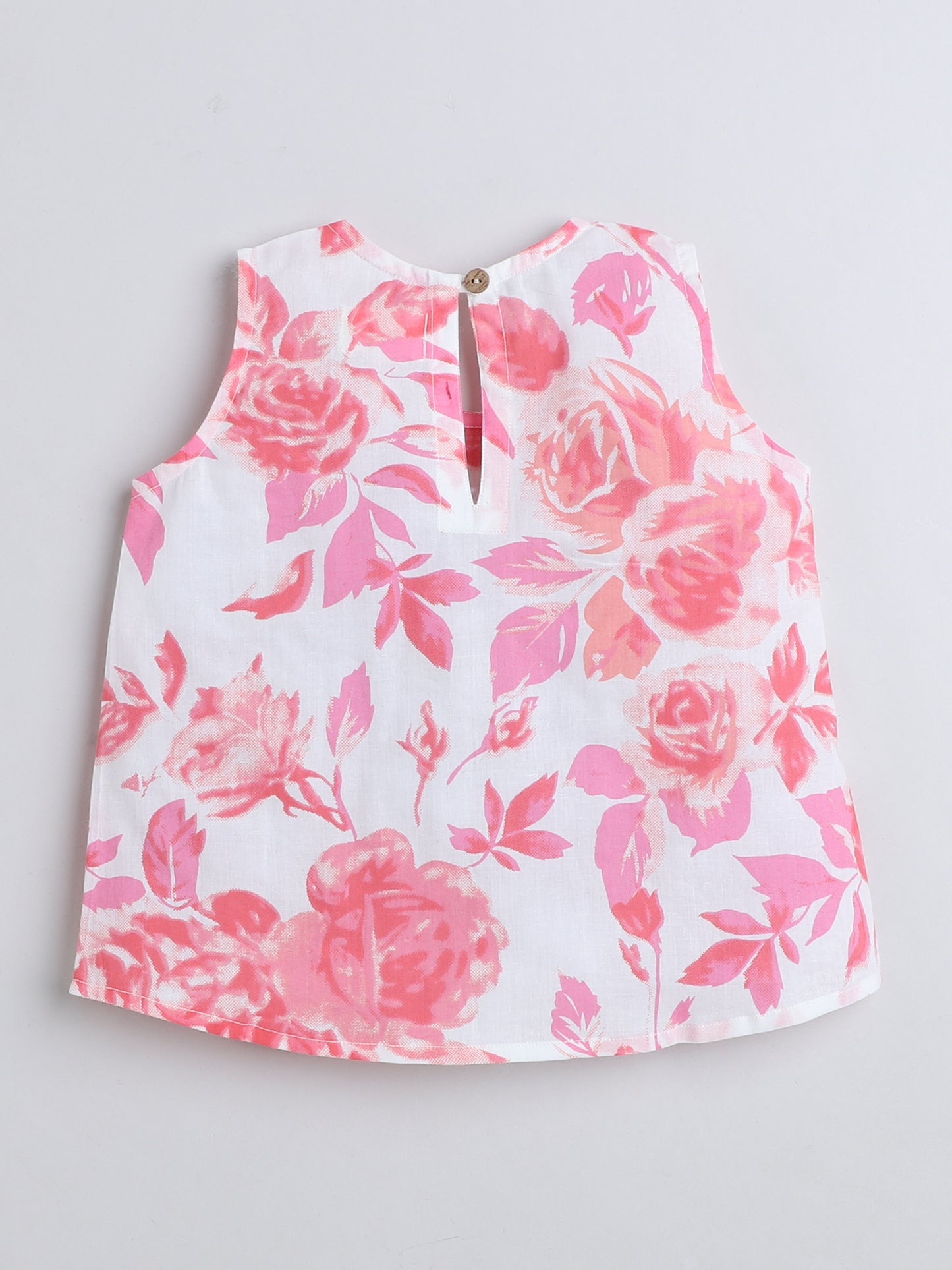 Cotton Leaves Printed Sleeveless Top and Shorts Night Wear Lounge Wear Set Pink