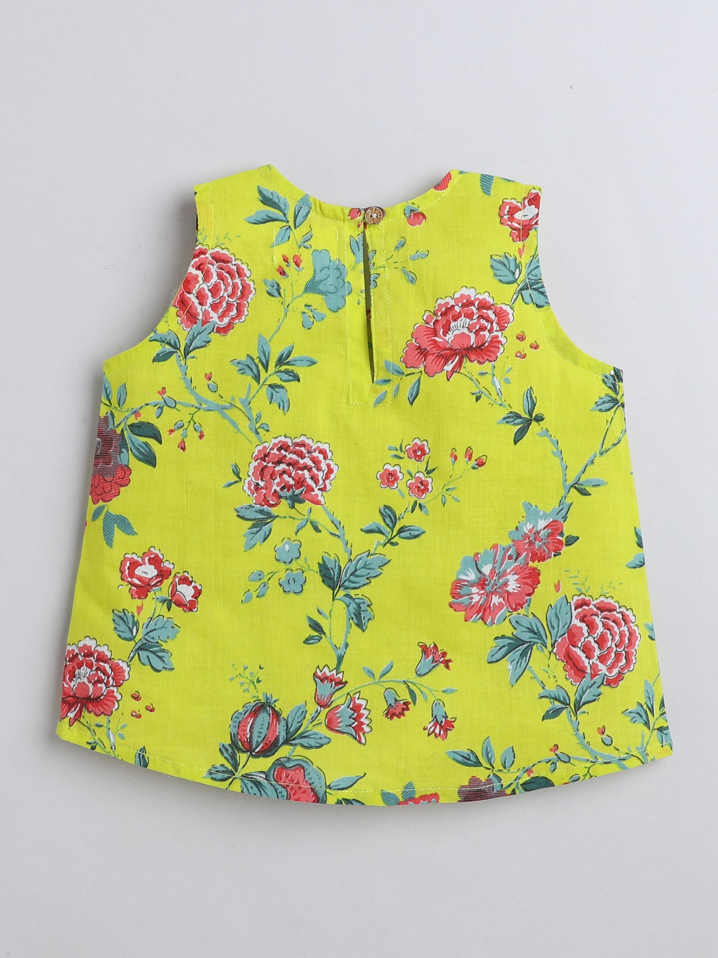 Cotton Floral Printed Sleeveless Top and Shorts Night Wear Lounge Wear Set Green