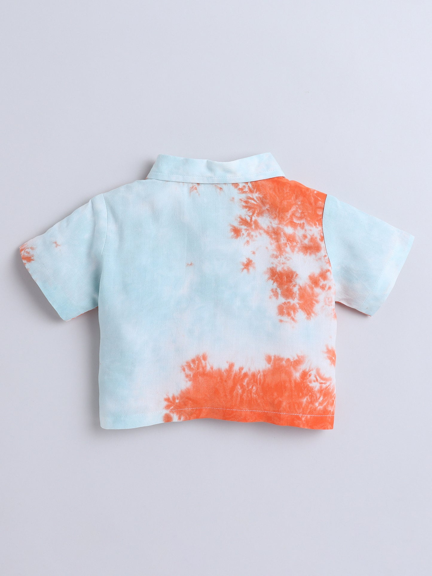 Sustainable Tie & Dye Printed Short Sleeves With Collar Co ord Sets-Blue, Orange