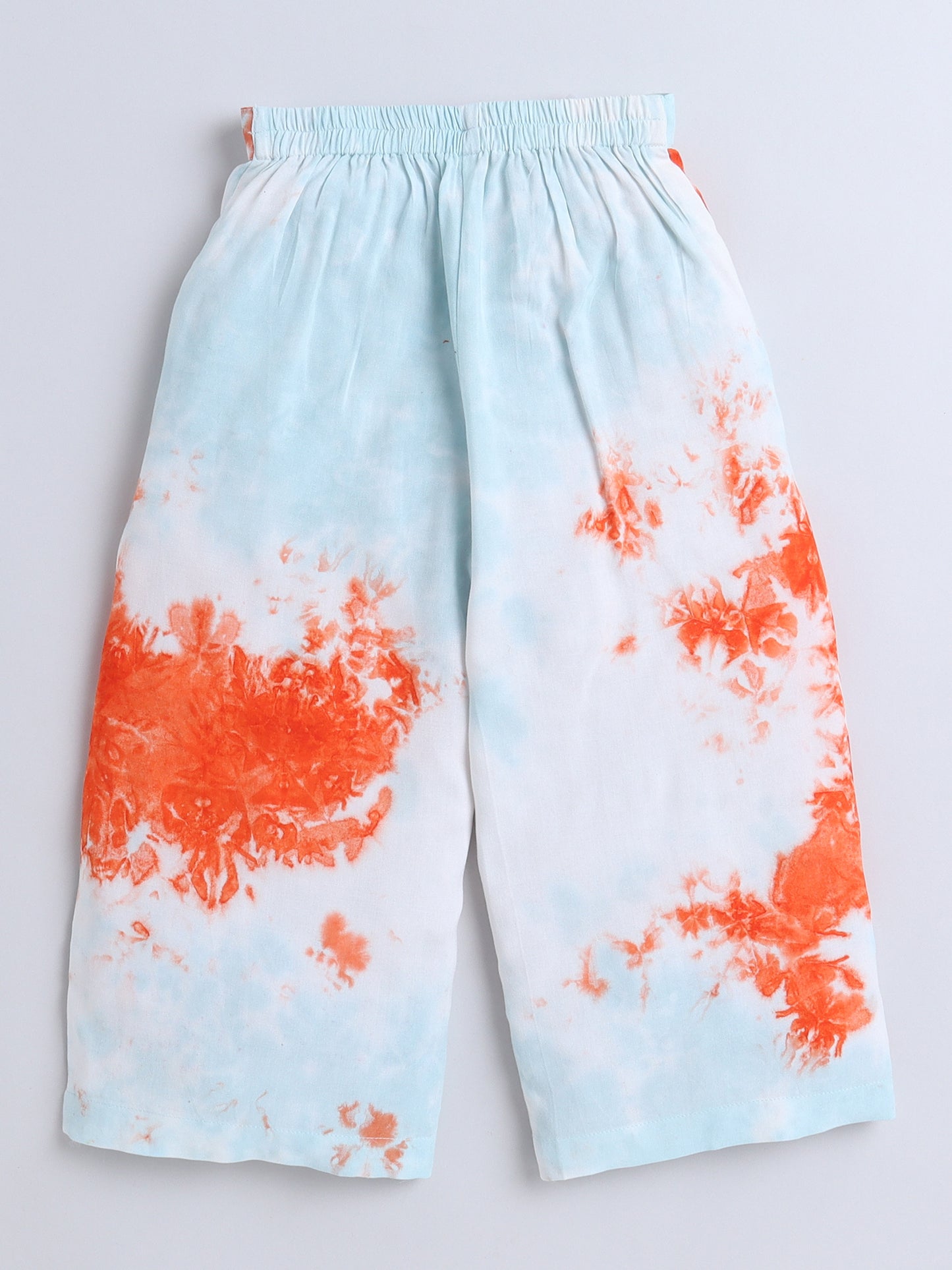 Sustainable Tie & Dye Printed Short Sleeves With Collar Co ord Sets-Blue, Orange