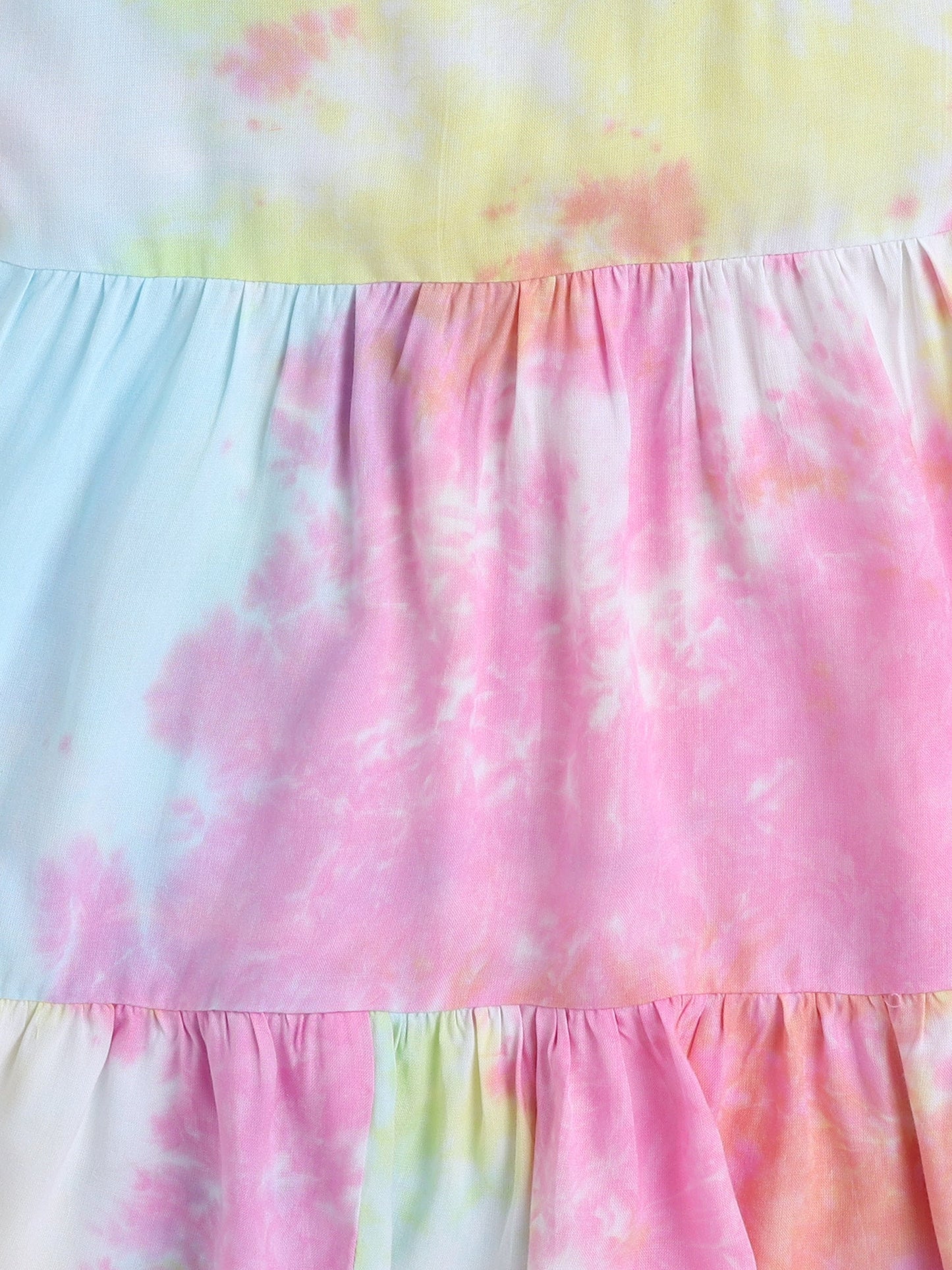 Sleeveless Tie & Dye Tiered Dress - Multi Colour