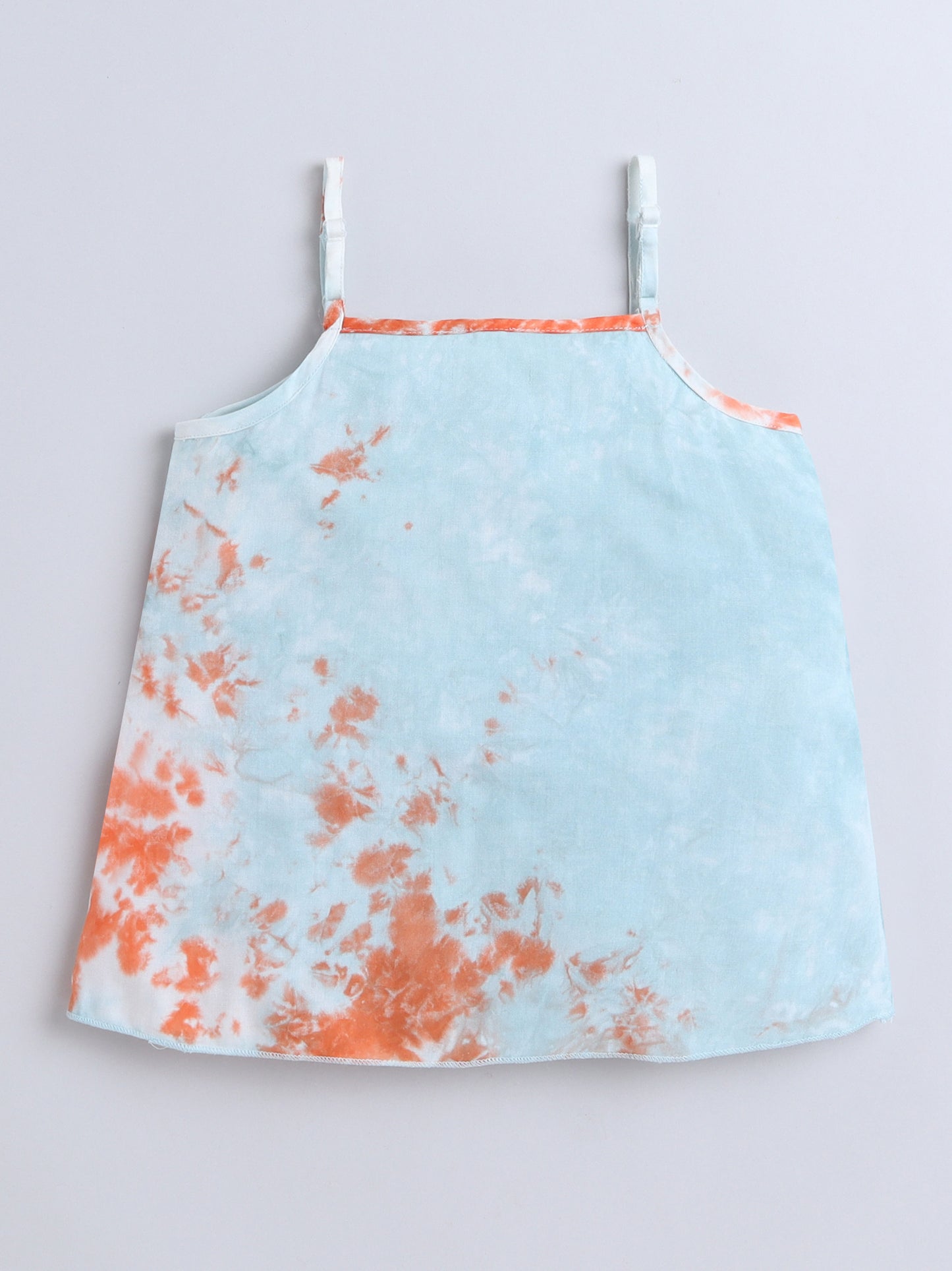 Tie & Dye Printed Sleeveless Tiered Tops-Multi
