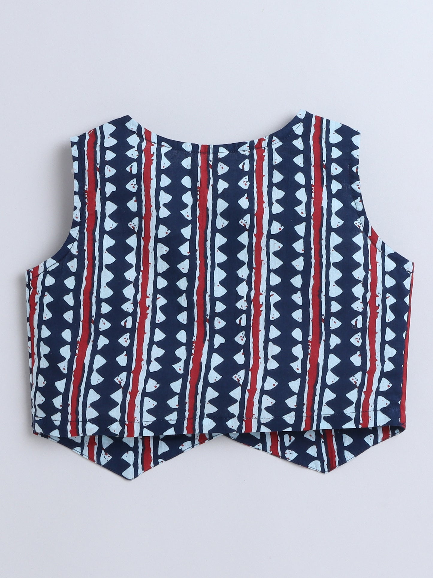 Sustainable Stripes Printed Sleeveless Waist Co ord Sets-Indigo Blue