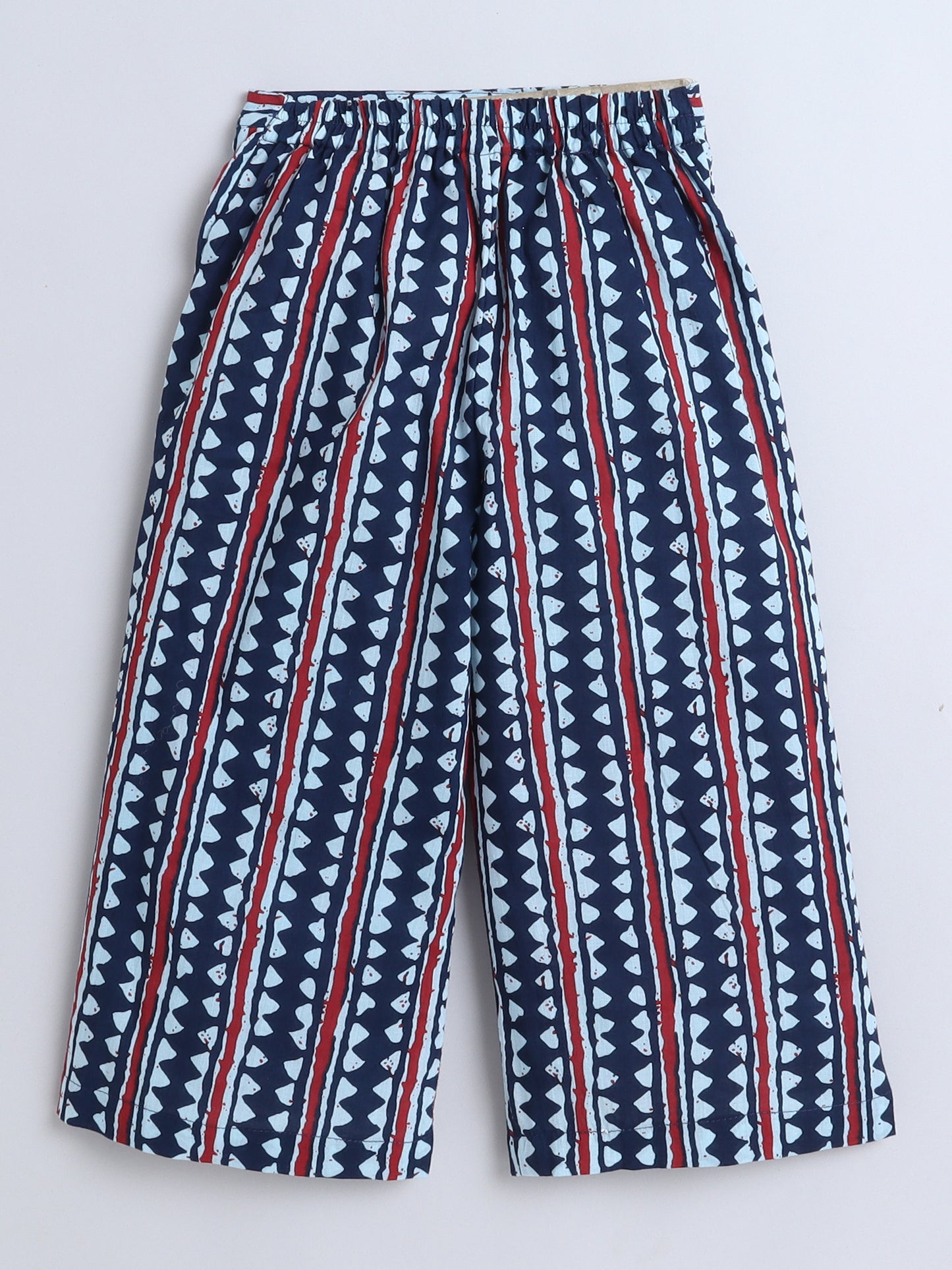 Sustainable Stripes Printed Sleeveless Waist Co ord Sets-Indigo Blue
