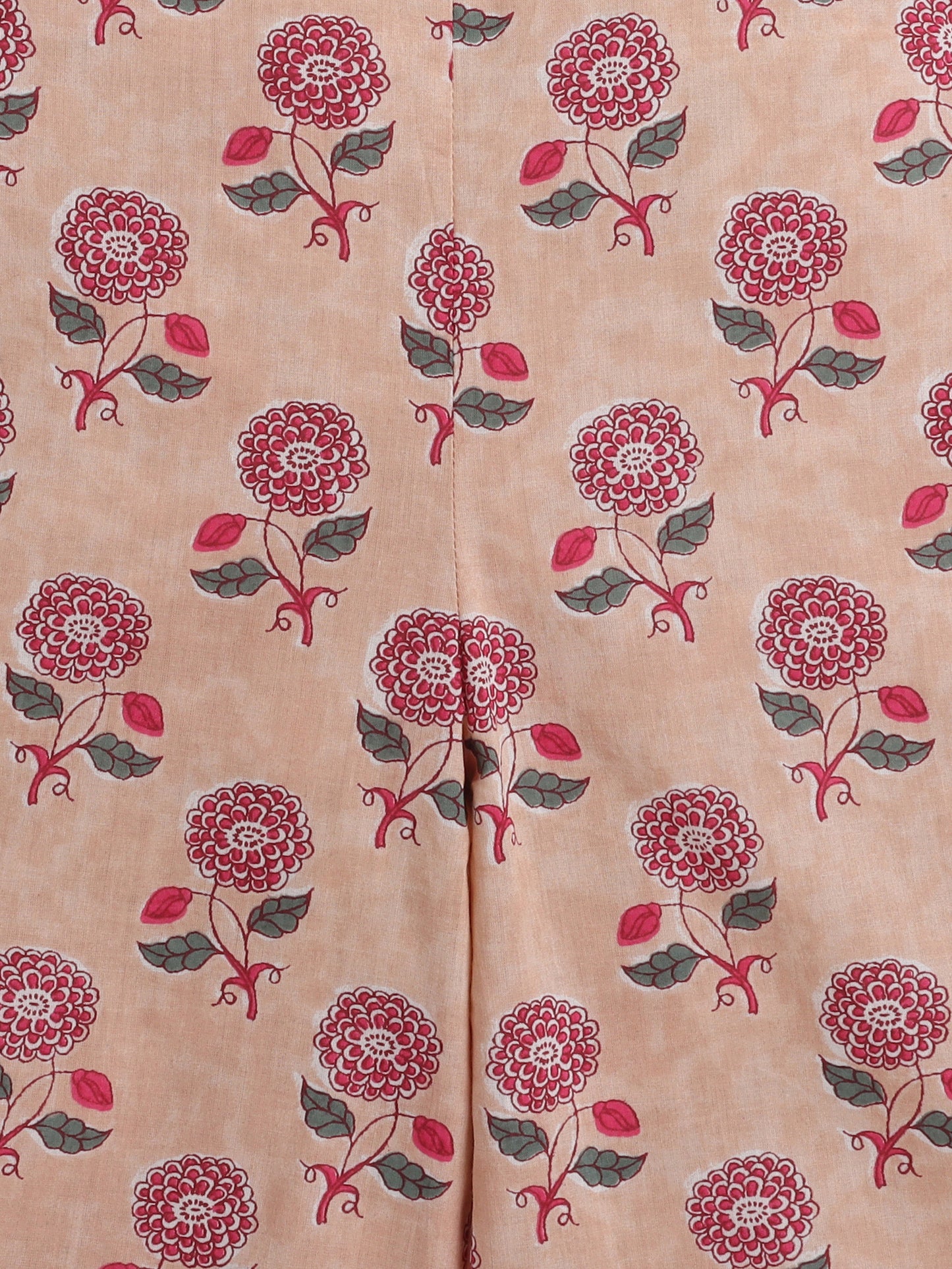 Cotton Floral Printed Sleeveless Waist Co-ord Set-Peach