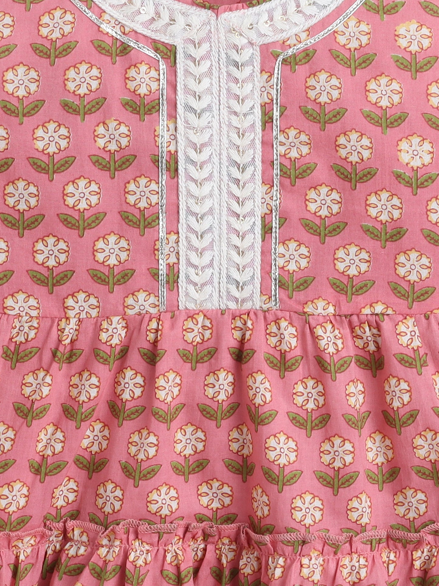 Floral Printed Sleeveless Dress -Peach