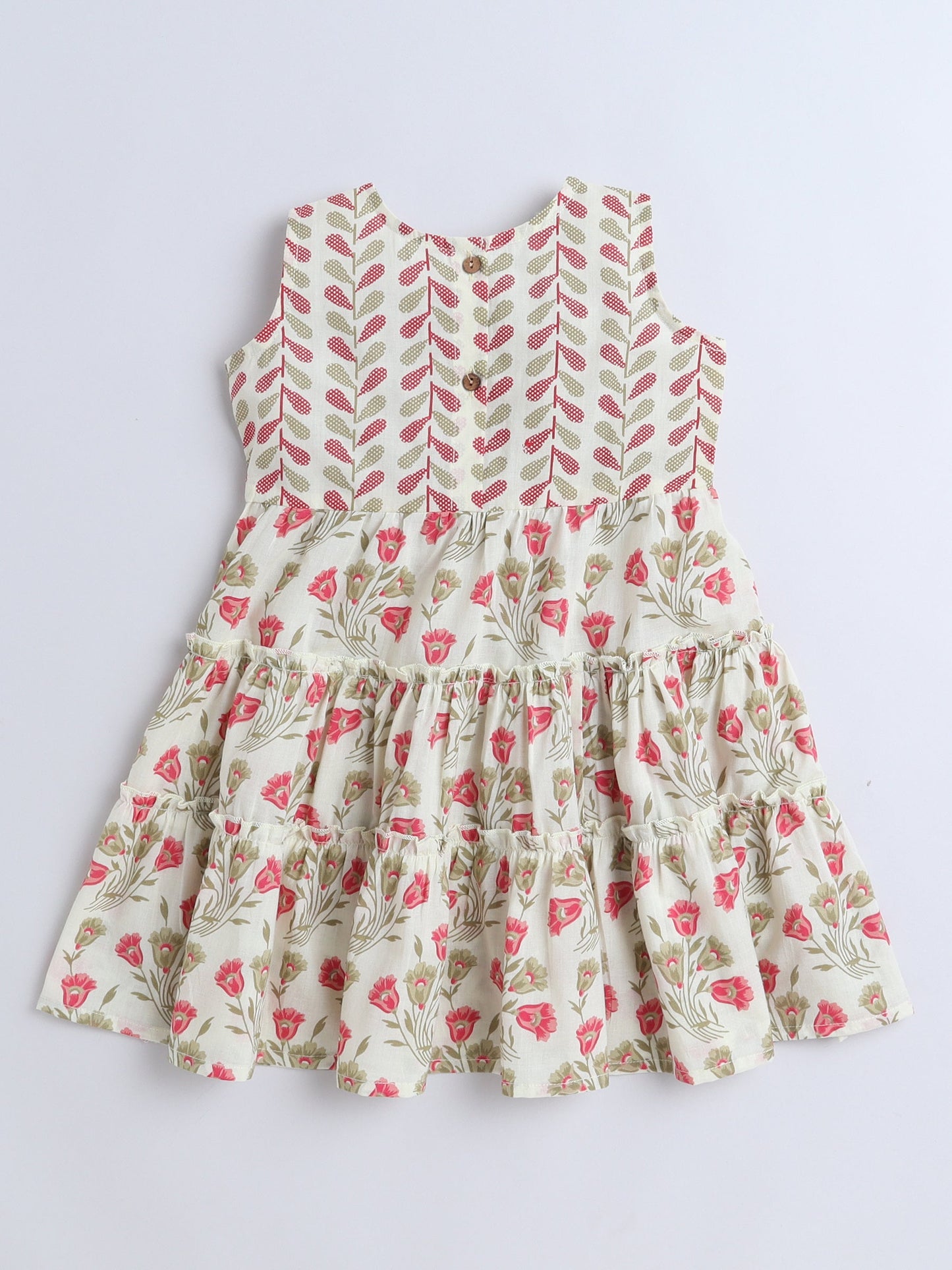 Sleeveless Floral Printed Dress - Off White