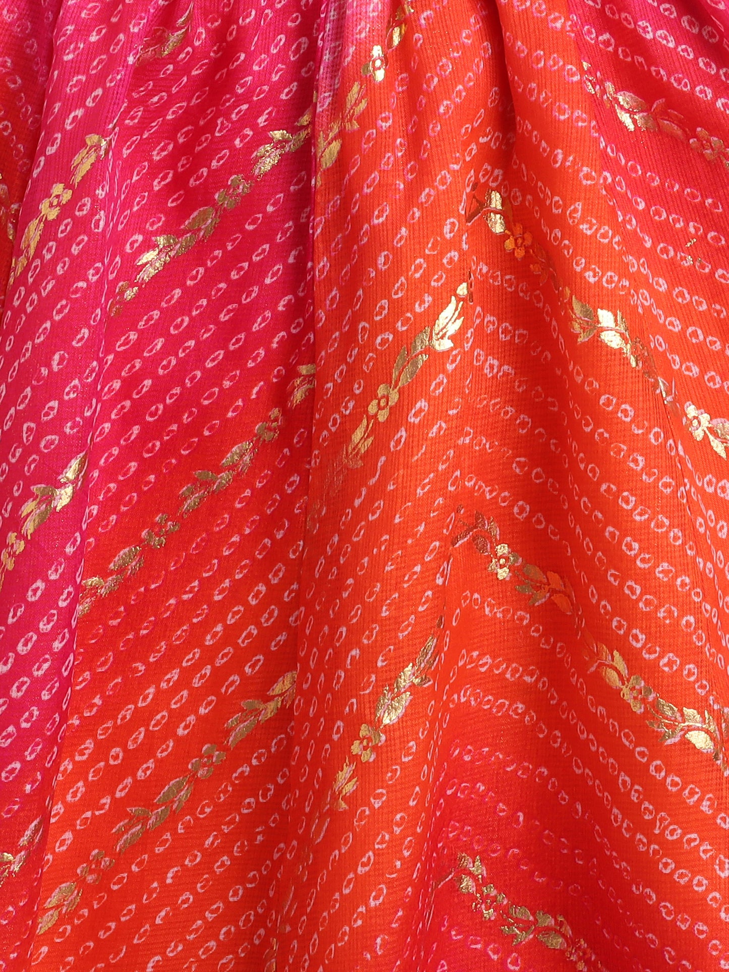 Kota Doria Sleeveless Lace Emebelished Choli With Attached Dupatta Lehenga Set For Girls-Fuchsia