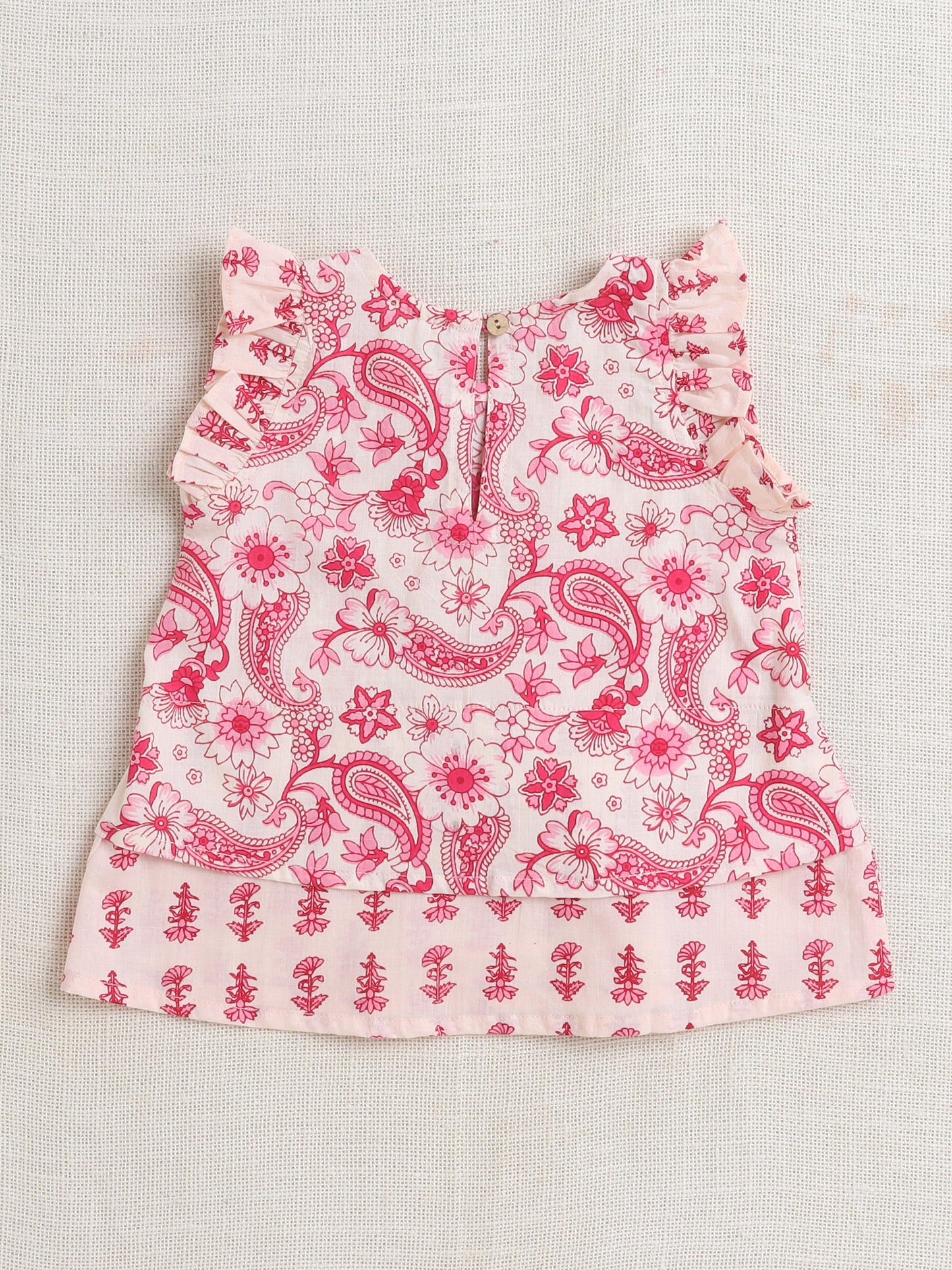 Floral Print Printed Sleeveless Top and Pant Set Co-Ords Set For Girls-Pink