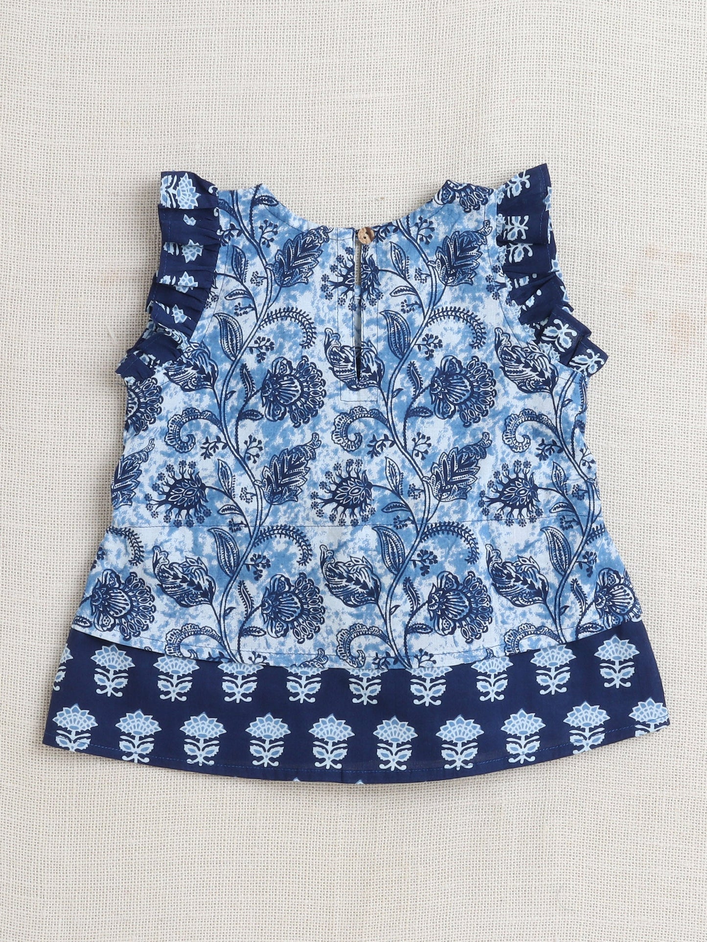 Sleeveless Floral Printed Coordinating Set - Blue