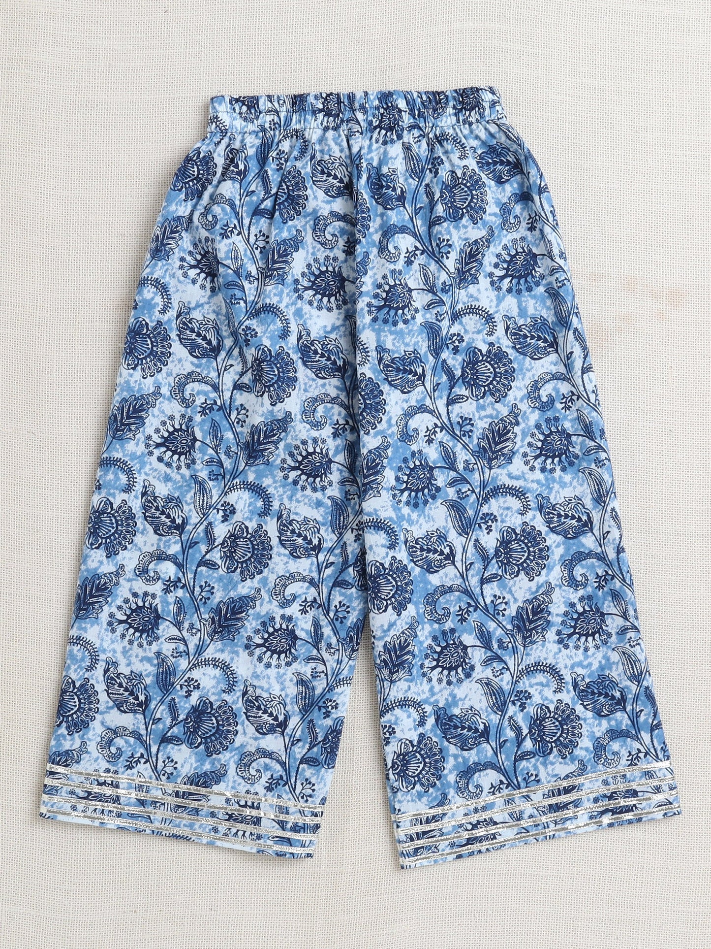 Sleeveless Floral Printed Coordinating Set - Blue