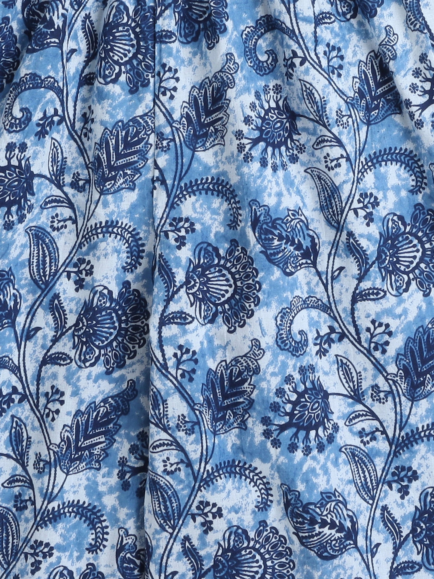 Floral Print Printed Sleeveless Top and Pant Set Co-Ords Set For Girls-Indigo Blue