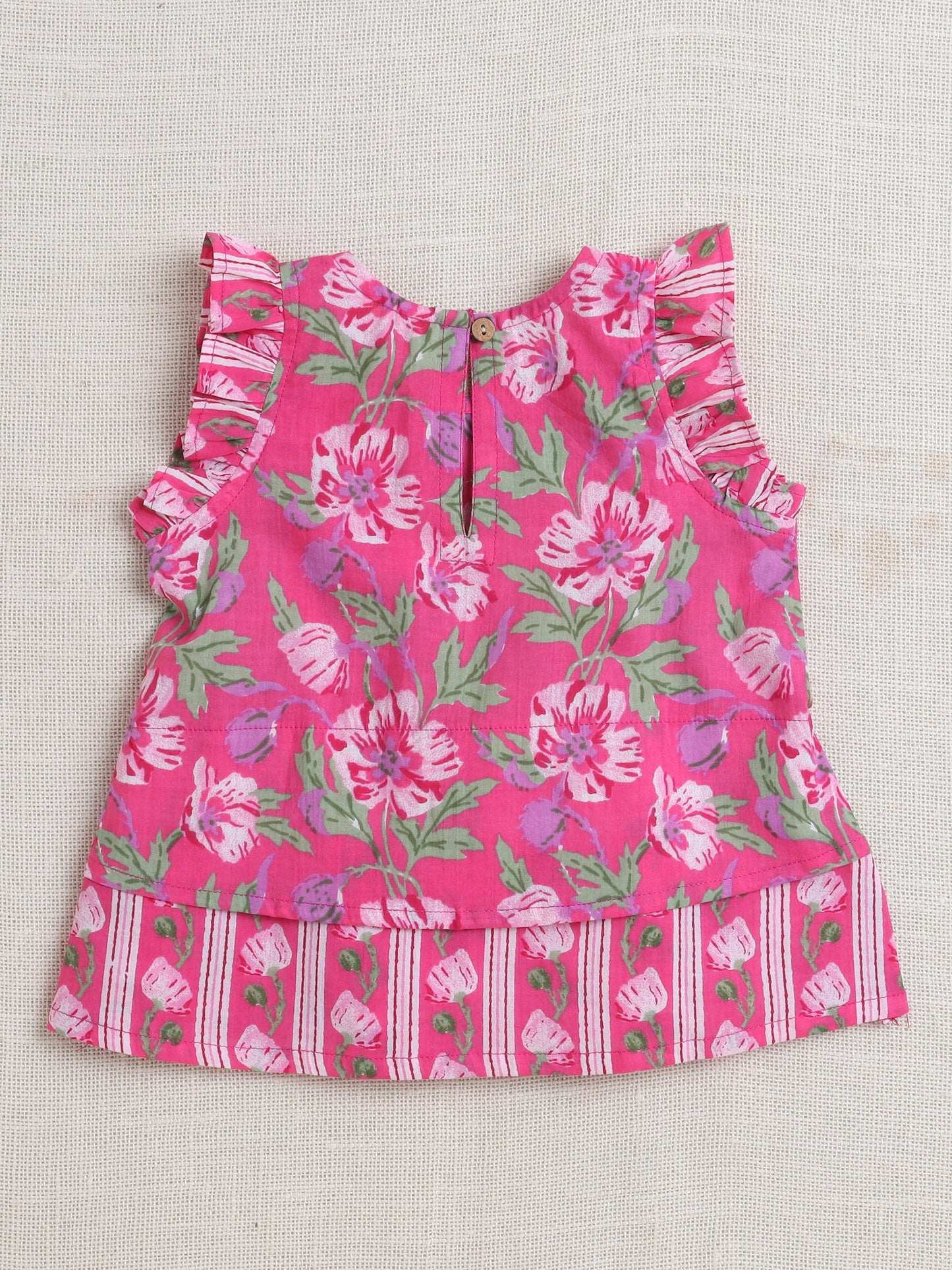 Sleeveless Floral Printed Coordinating Set - Fuchsia