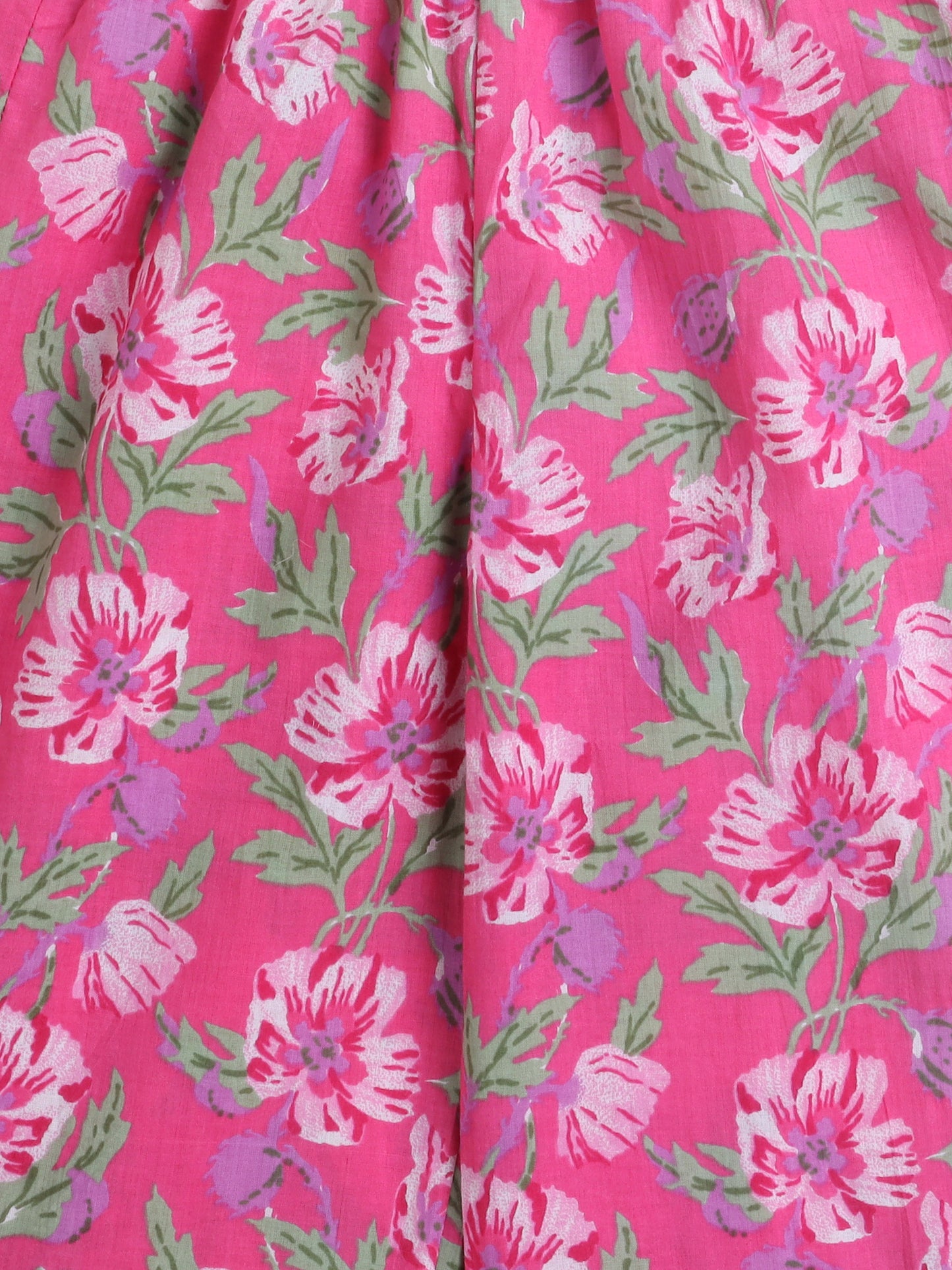 Floral Print Printed Sleeveless Top and Pant Set Co-Ords Set For Girls-Fuchsia