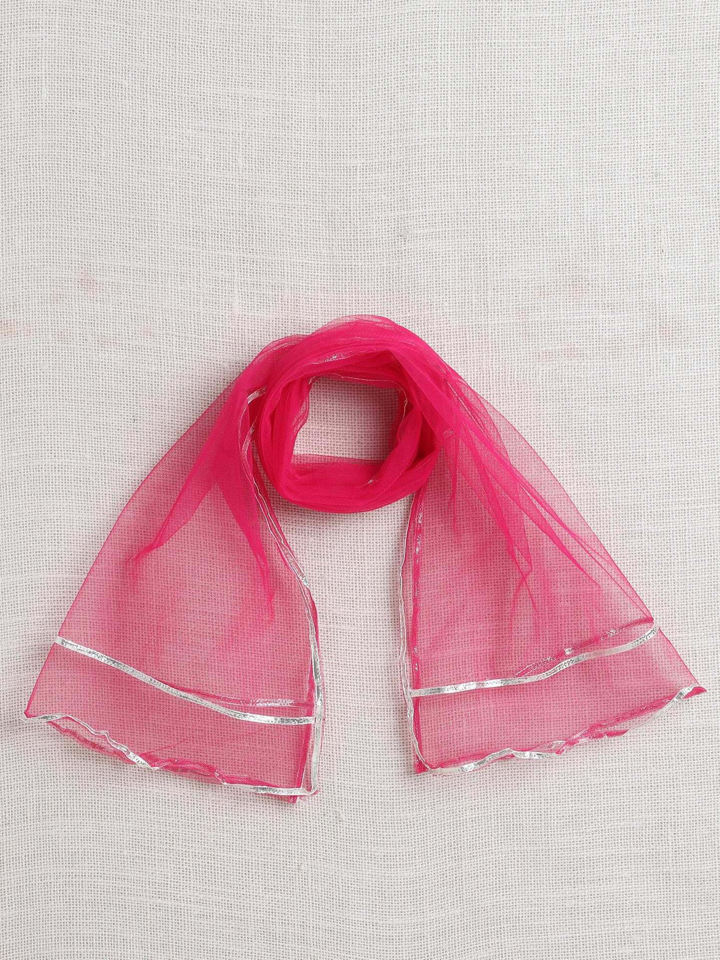 Floral Printed Elbow Sleeves Tassled Gathered Aliya Cut Kurta with Straight Pants With Dupatta-Fuchsia