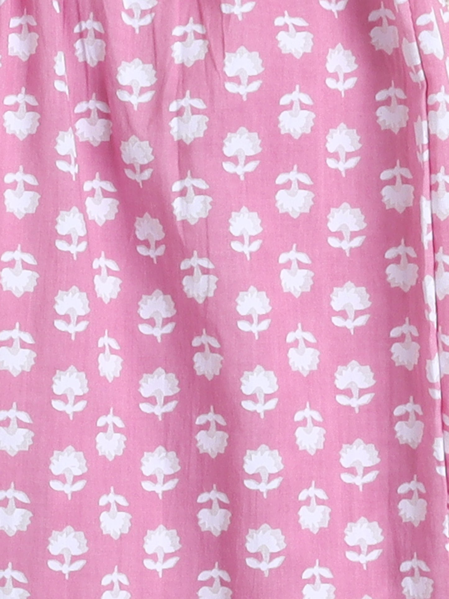 Floral Printed Elbow Sleeves Tassled Gathered Aliya Cut Kurta with Straight Pants With Dupatta-Pink
