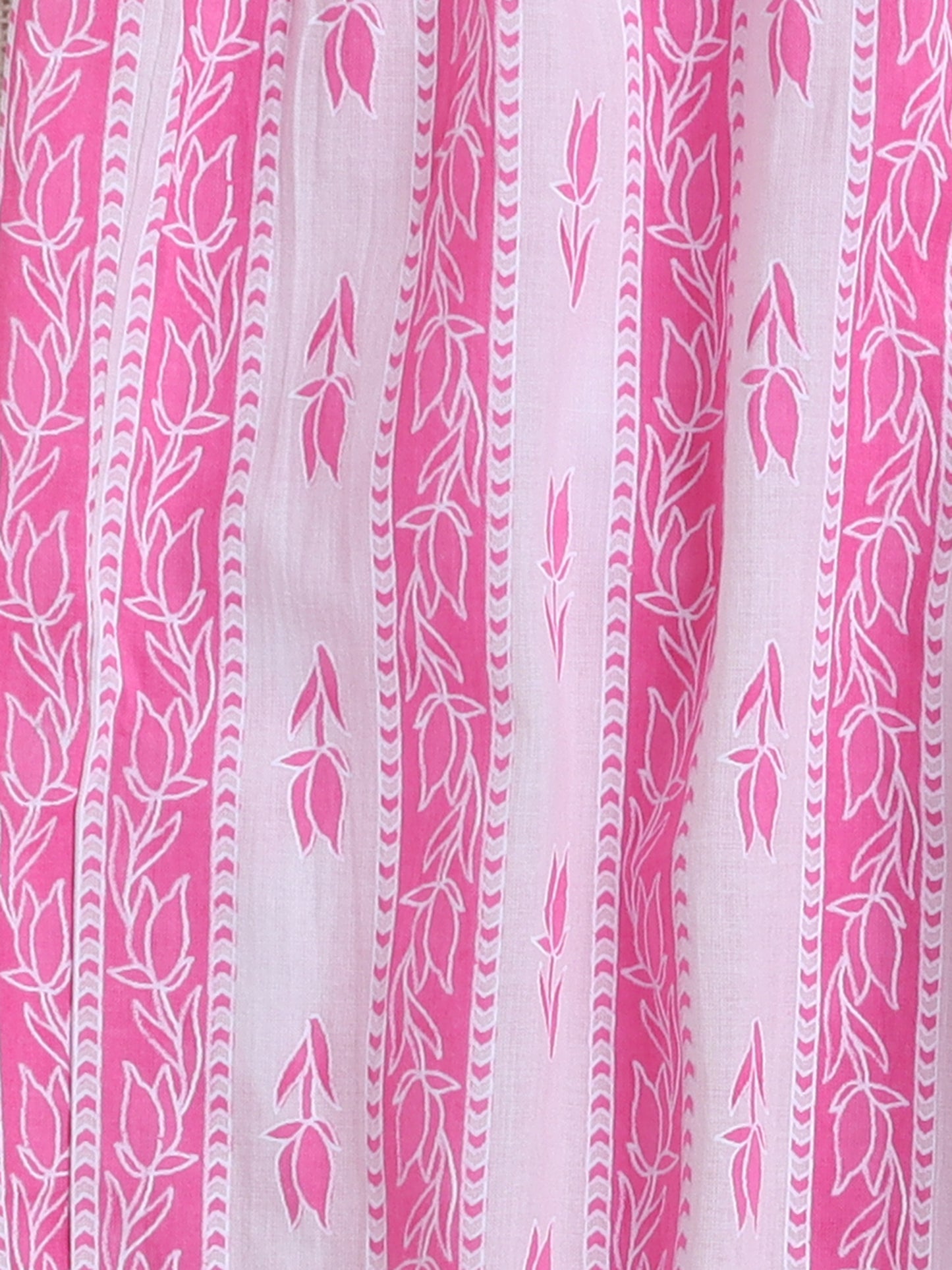 Sleeveless Floral Printed Lace Embellished Kurta & Afghani Pant Set-Pink